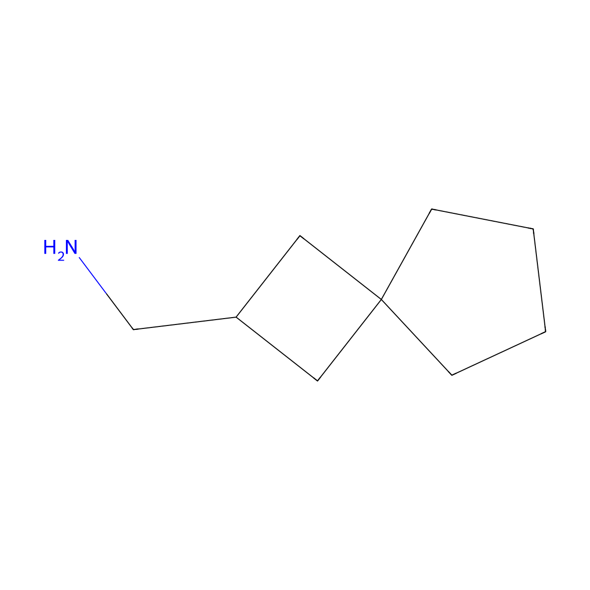 Spiro[3.4]octan-2-ylmethanamine molecular structure, CAS 1496060-20-8