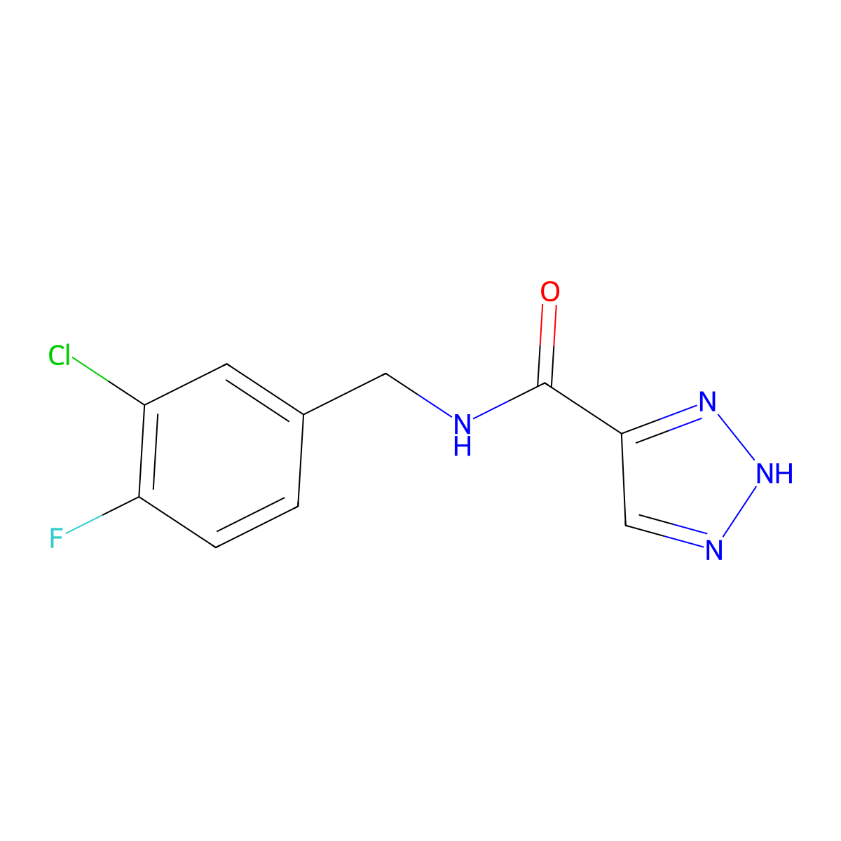N-(3-chloro-4-fluorobenzyl)-1H-1,2,3-triazole-5-carboxamide molecular structure, CAS 1496061-41-6