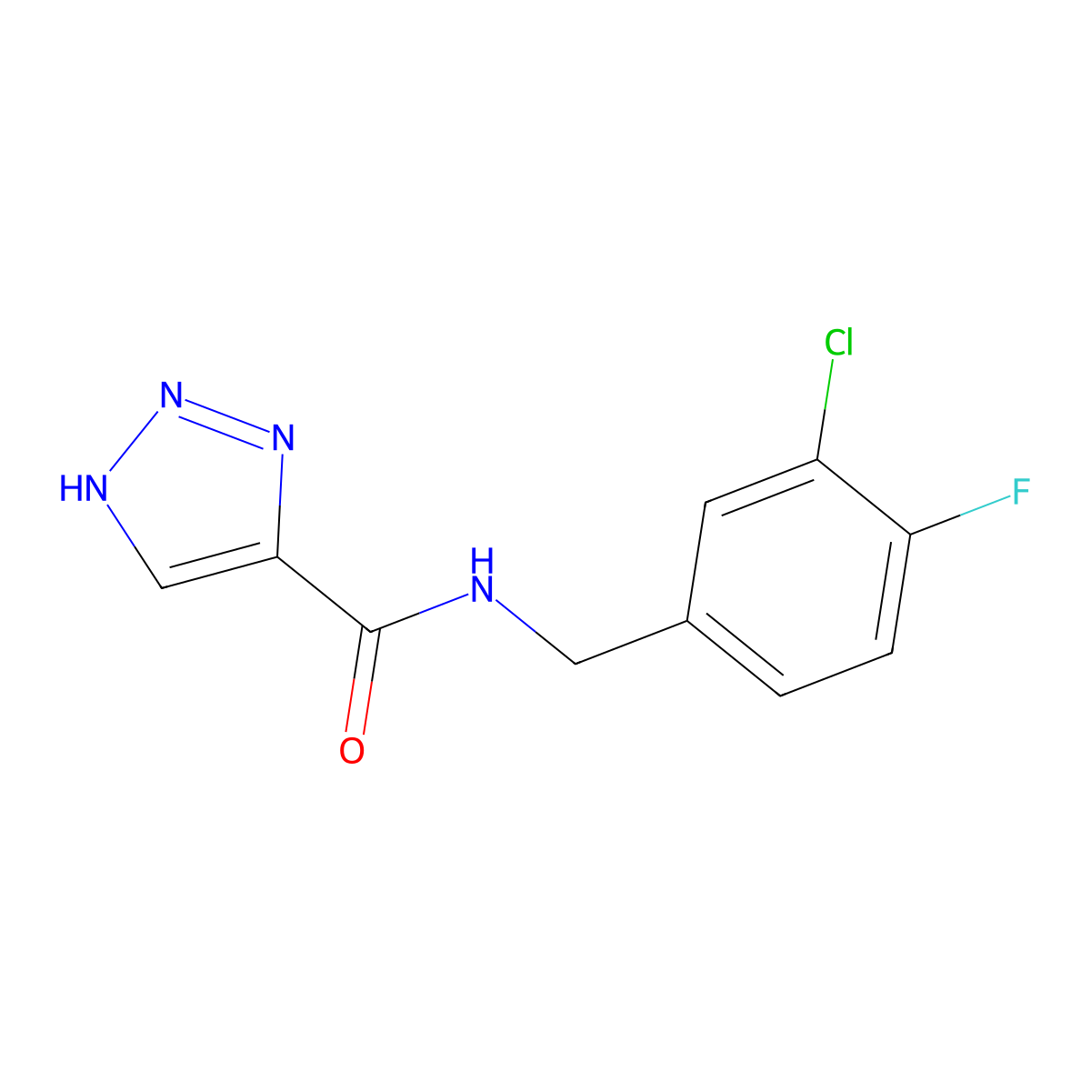N-(3-chloro-4-fluorobenzyl)-1H-1,2,3-triazole-5-carboxamide molecular structure, CAS 1496061-41-6