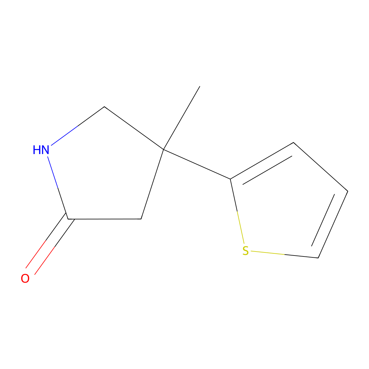 4-Methyl-4-(thiophen-2-YL)pyrrolidin-2-one molecular structure, CAS 1496062-13-5