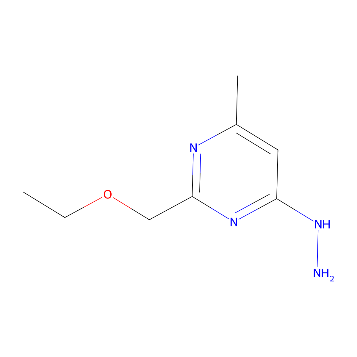 2-(Ethoxymethyl)-4-hydrazinyl-6-methylpyrimidine molecular structure, CAS 1496071-00-1