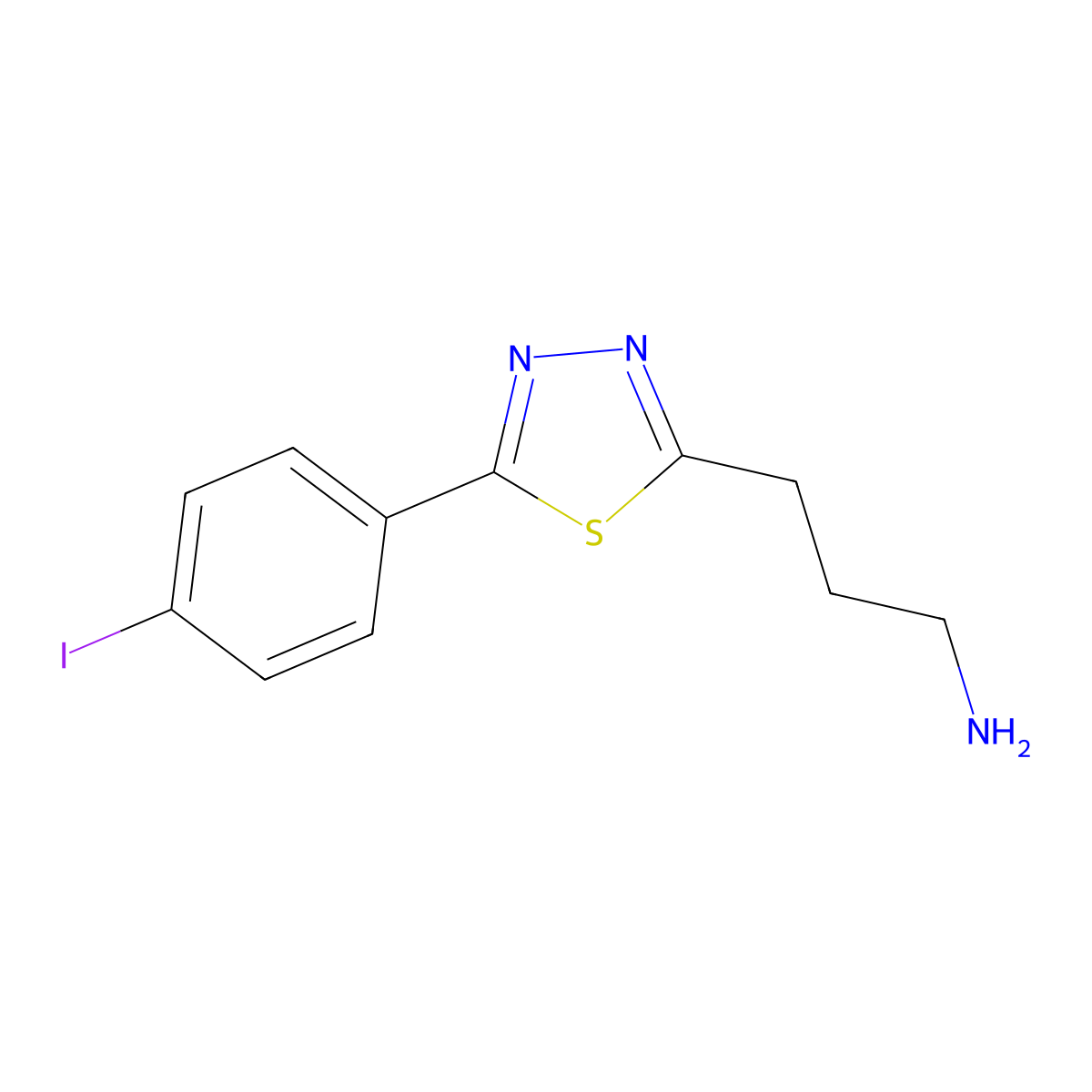 3-[5-(4-Iodophenyl)-1,3,4-thiadiazol-2-yl]propan-1-amine molecular structure, CAS 1496085-27-8