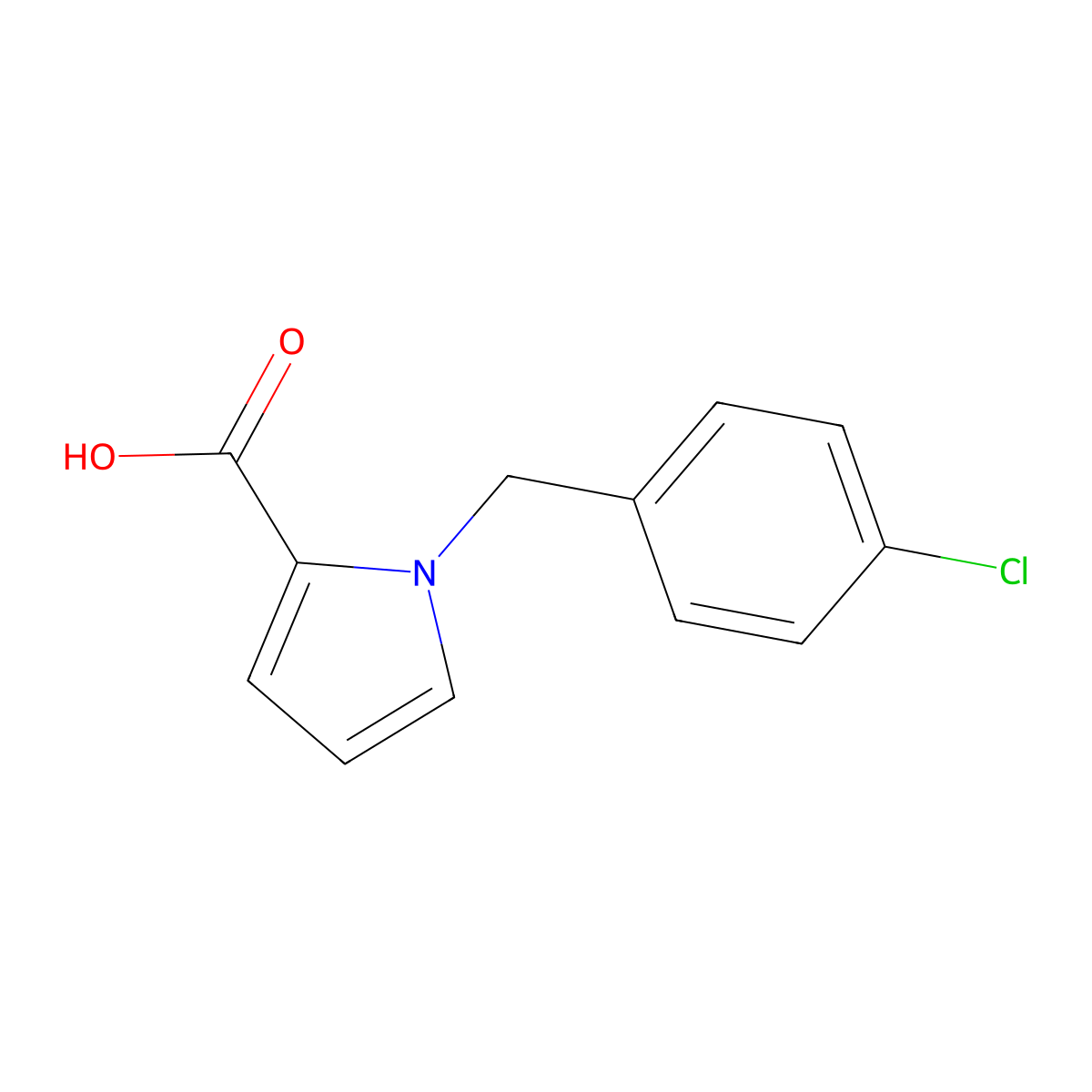 1-[(4-chlorophenyl)methyl]-1H-pyrrole-2-carboxylic acid molecular structure, CAS 149609-85-8