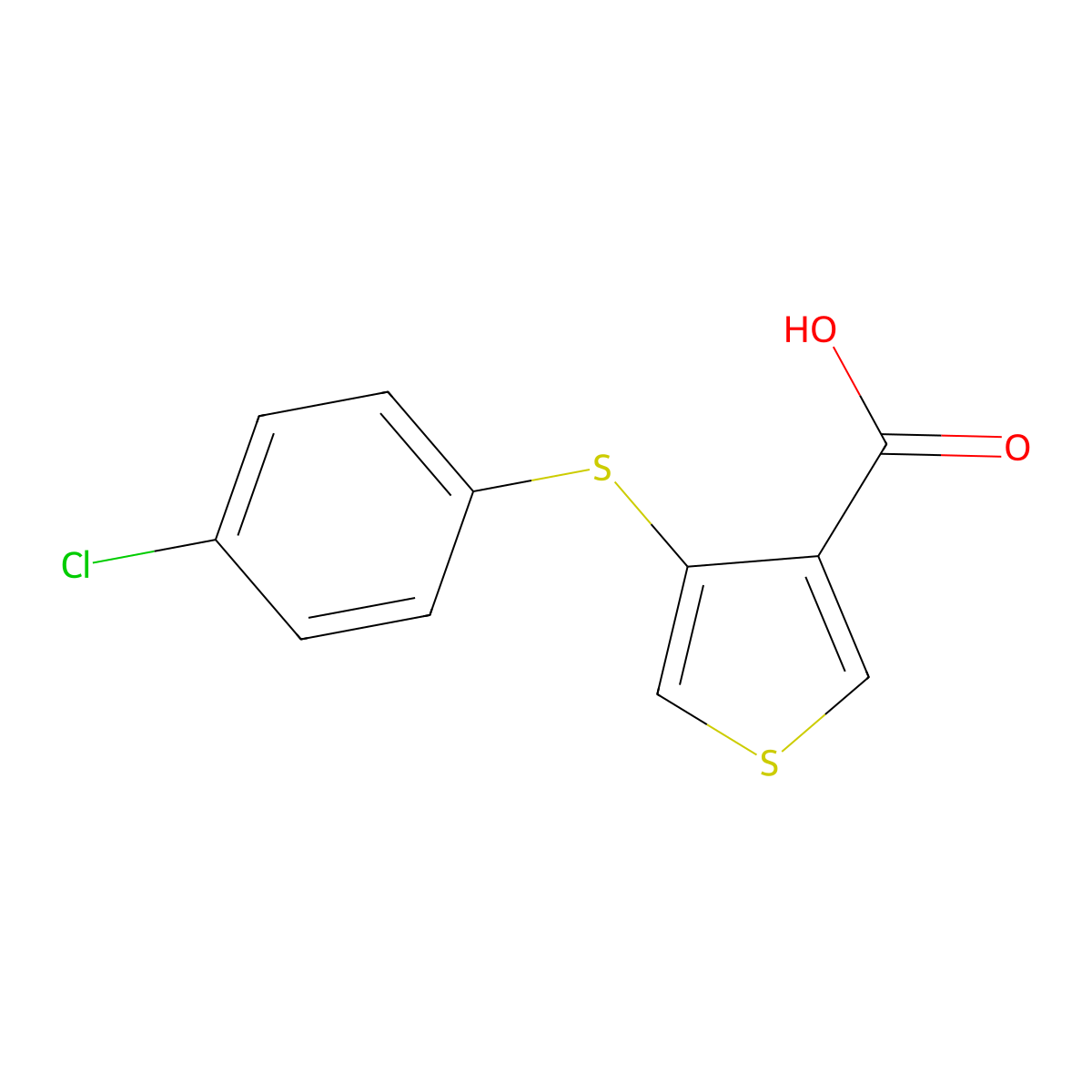 4-[(4-Chlorophenyl)thio]thiophene-3-carboxylic acid molecular structure, CAS 149609-86-9