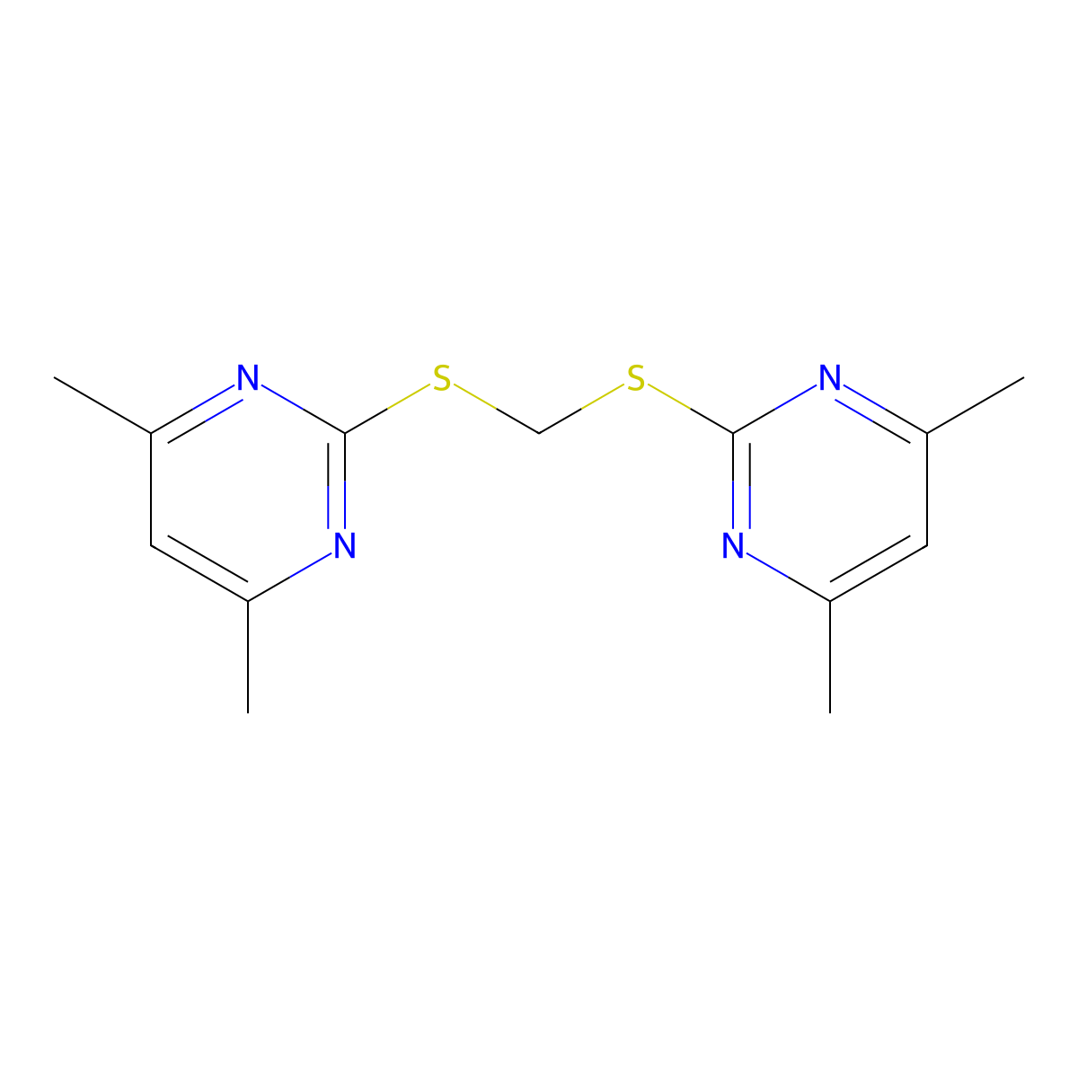 2-({[(4,6-Dimethylpyrimidin-2-yl)sulfanyl]methyl}sulfanyl)-4,6-dimethylpyrimidine molecular structure, CAS 14961-44-5