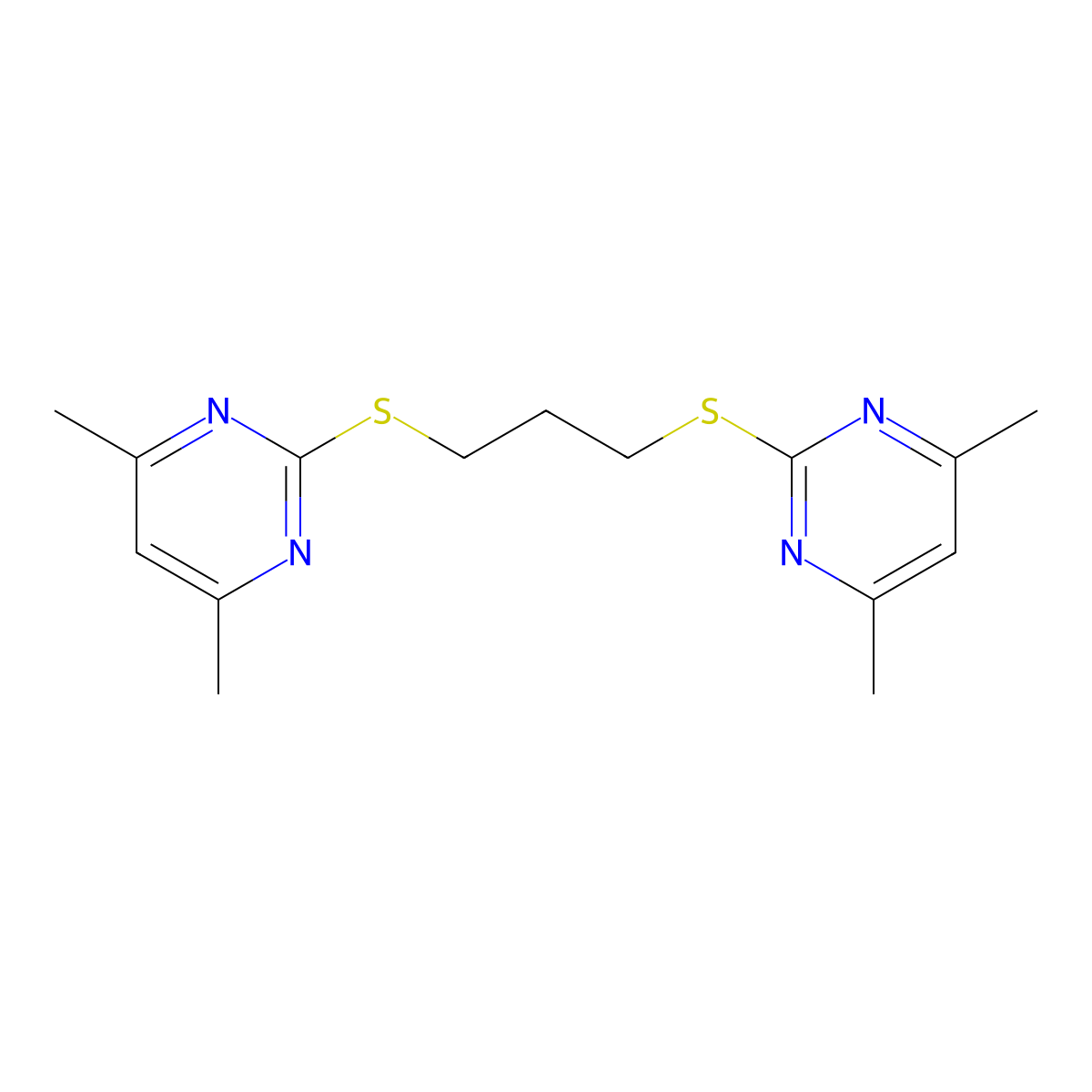 Pyrimidine, 2,2'-(1,3-propanediylbis(thio))bis(4,6-dimethyl- molecular structure, CAS 14961-46-7