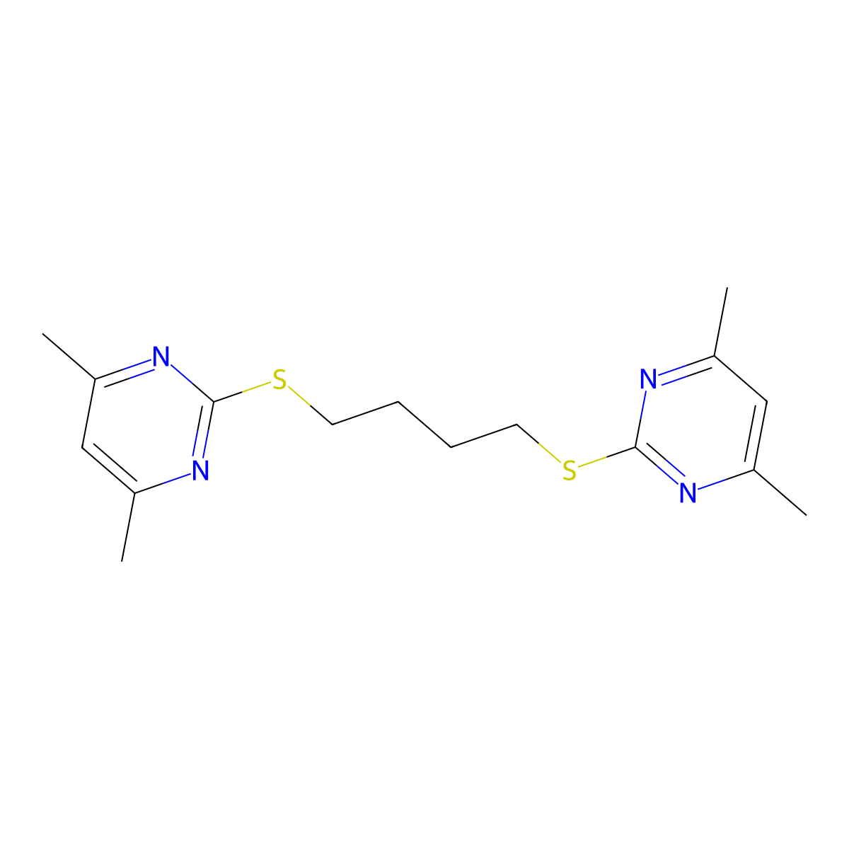Pyrimidine, 2,2'-(1,4-butanediylbis(thio))bis(4,6-dimethyl- molecular structure, CAS 14961-47-8