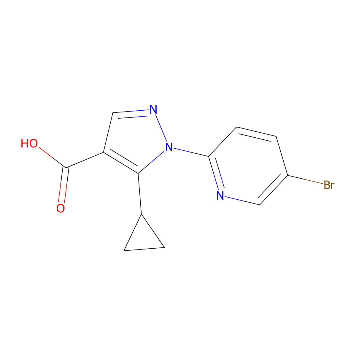 1-(5-Bromopyridin-2-yl)-5-cyclopropyl-1h-pyrazole-4-carboxylic acid molecular structure, CAS 1496108-57-6