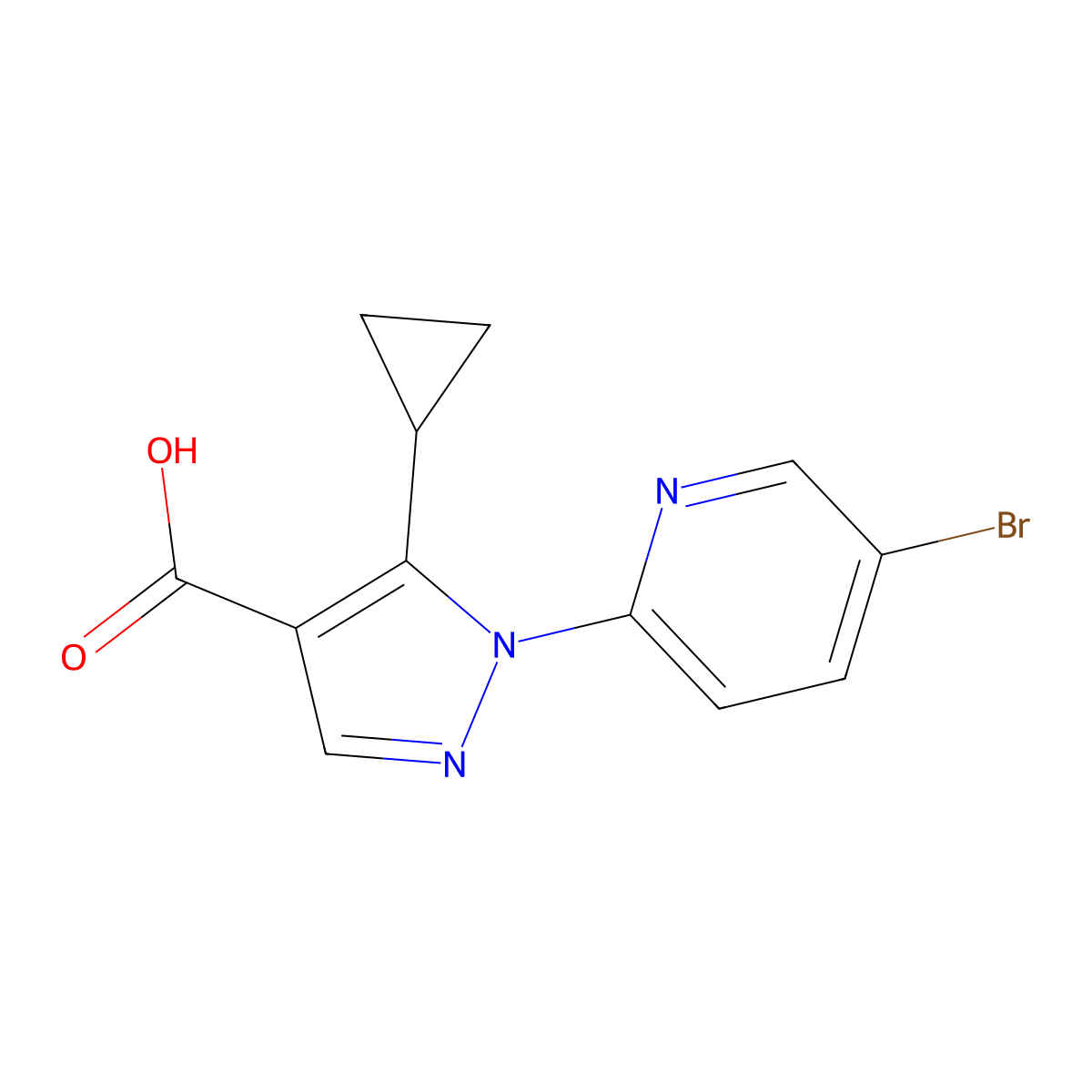 1-(5-Bromopyridin-2-yl)-5-cyclopropyl-1h-pyrazole-4-carboxylic acid molecular structure, CAS 1496108-57-6