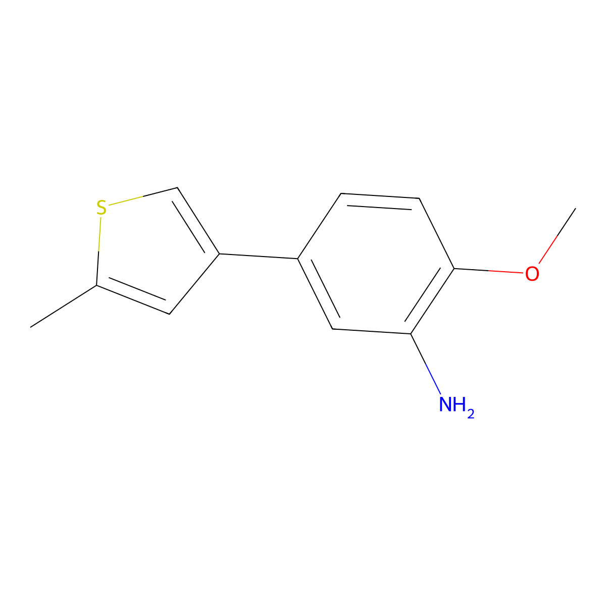 2-Methoxy-5-(5-methylthiophen-3-yl)aniline molecular structure, CAS 1496124-39-0