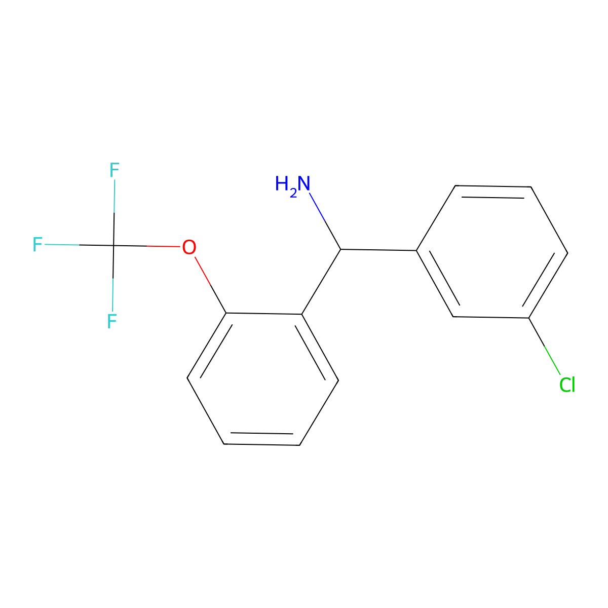 (3-Chlorophenyl)[2-(trifluoromethoxy)phenyl]methanamine molecular structure, CAS 1496138-86-3