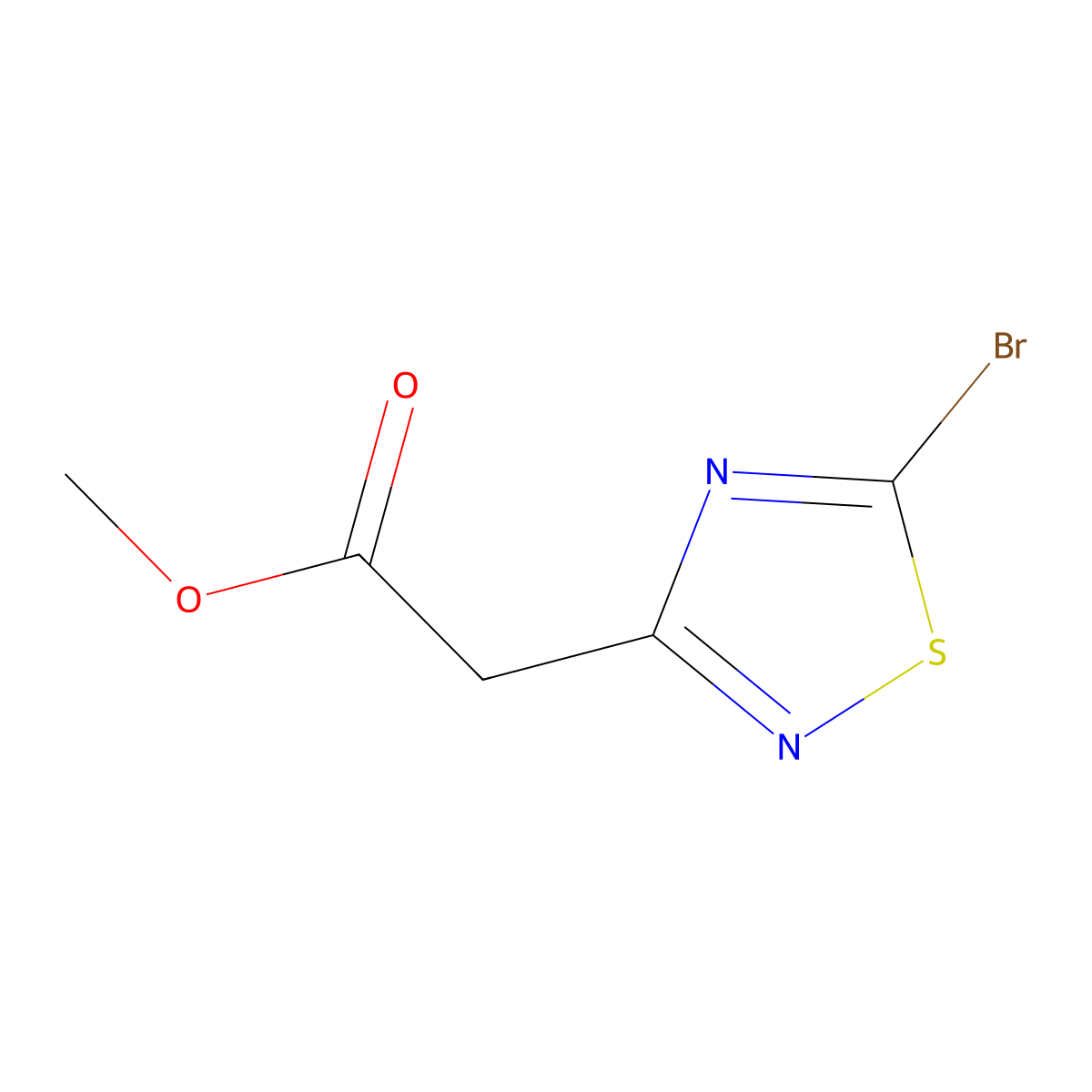 Methyl 2-(5-bromo-1,2,4-thiadiazol-3-yl)acetate molecular structure, CAS 1496141-43-5