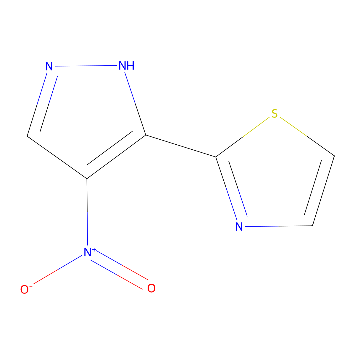 2-(4-nitro-1H-pyrazol-3-yl)-1,3-thiazole molecular structure, CAS 1496150-24-3
