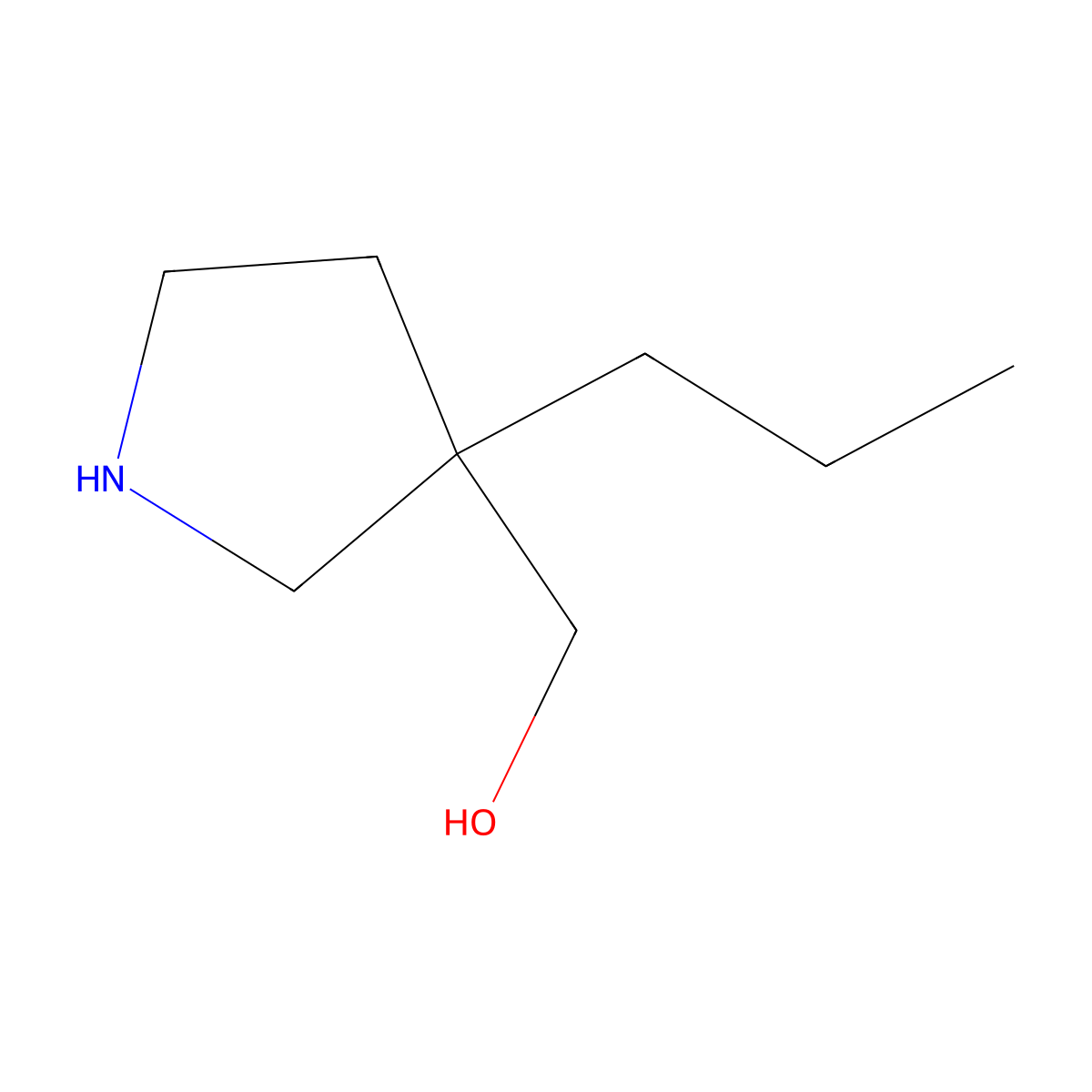 (3-Propylpyrrolidin-3-yl)methanol molecular structure, CAS 1496159-65-9