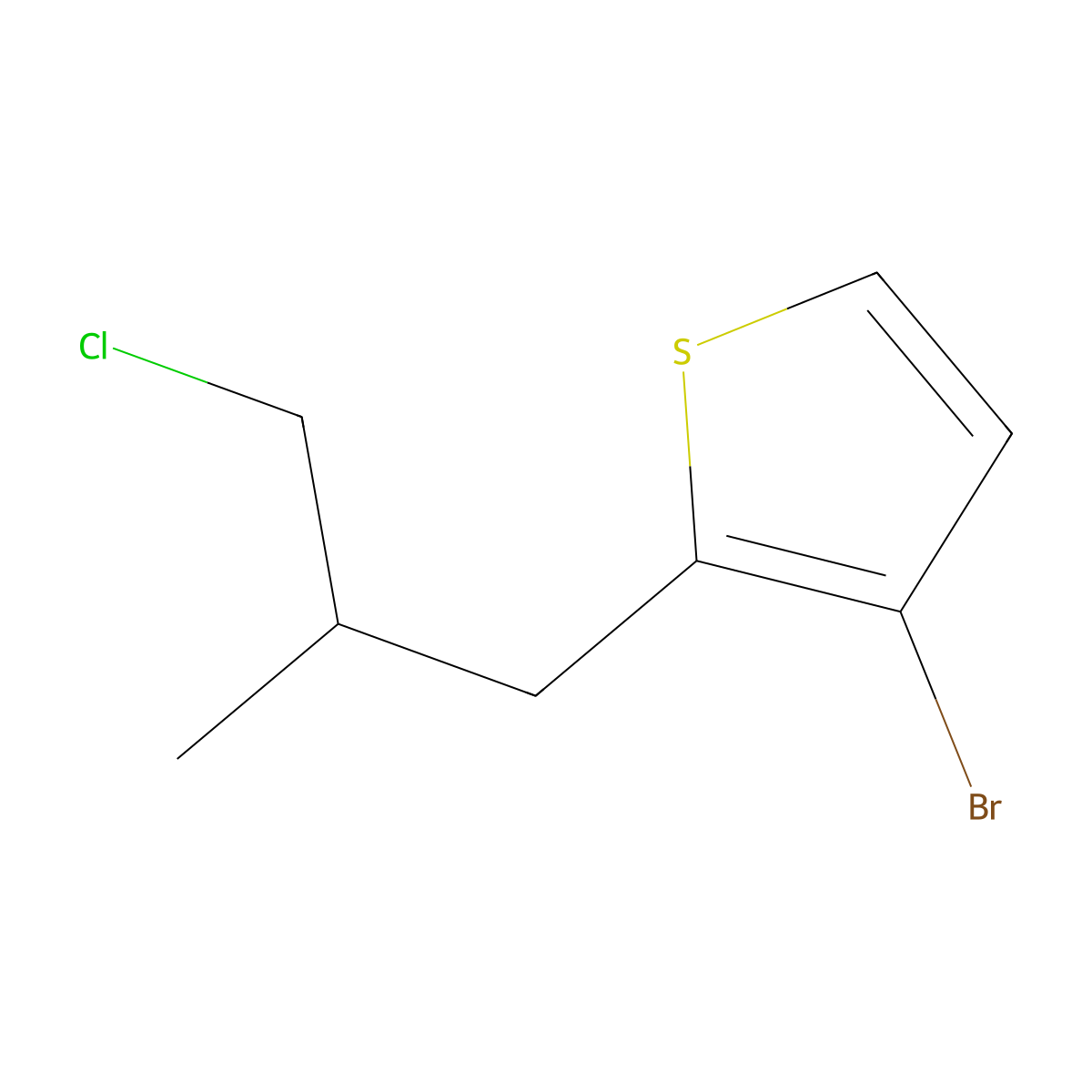 3-Bromo-2-(3-chloro-2-methylpropyl)thiophene molecular structure, CAS 1496169-17-5