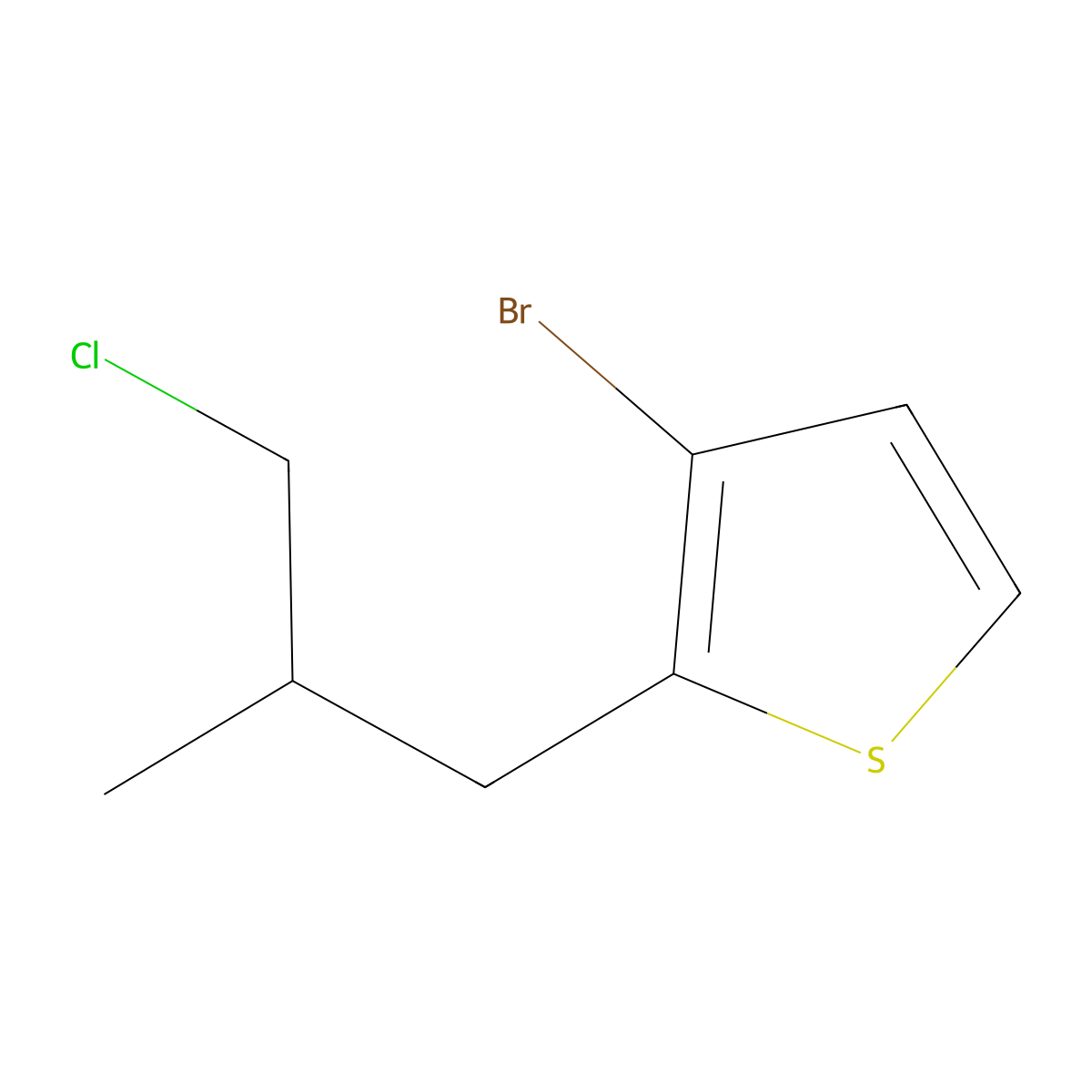 3-Bromo-2-(3-chloro-2-methylpropyl)thiophene molecular structure, CAS 1496169-17-5