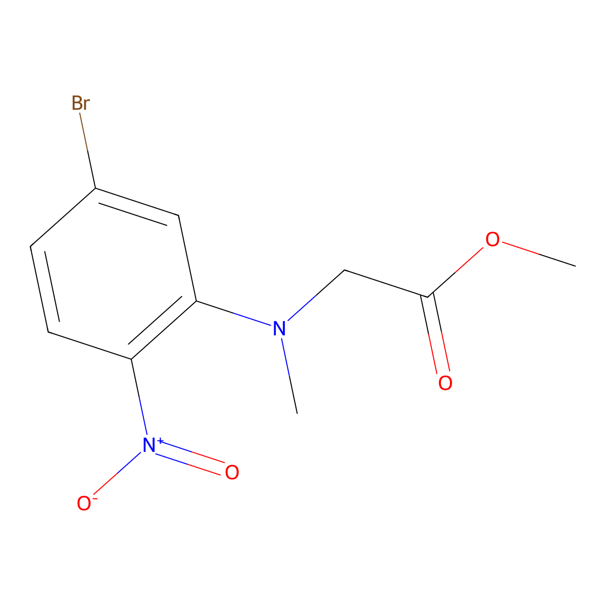 Methyl 2-[(5-bromo-2-nitrophenyl)(methyl)amino]acetate molecular structure, CAS 1496175-92-8