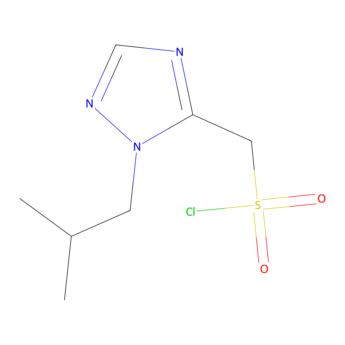 [1-(2-methylpropyl)-1H-1,2,4-triazol-5-yl]methanesulfonyl chloride molecular structure, CAS 1496186-73-2