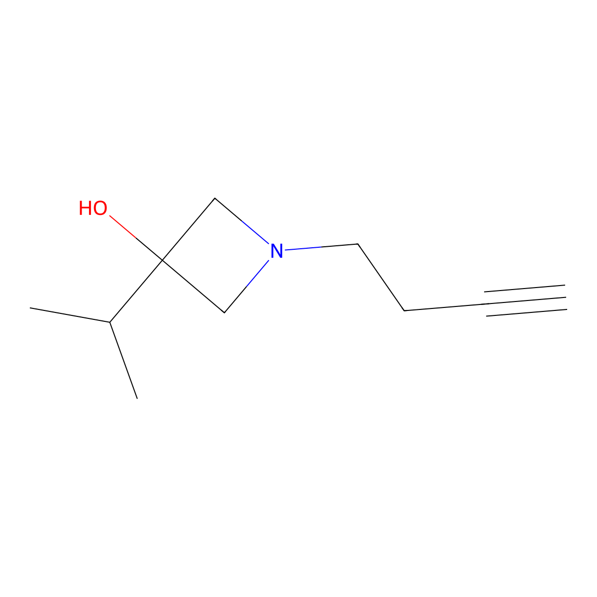 1-(But-3-yn-1-yl)-3-(propan-2-yl)azetidin-3-ol molecular structure, CAS 1496189-92-4