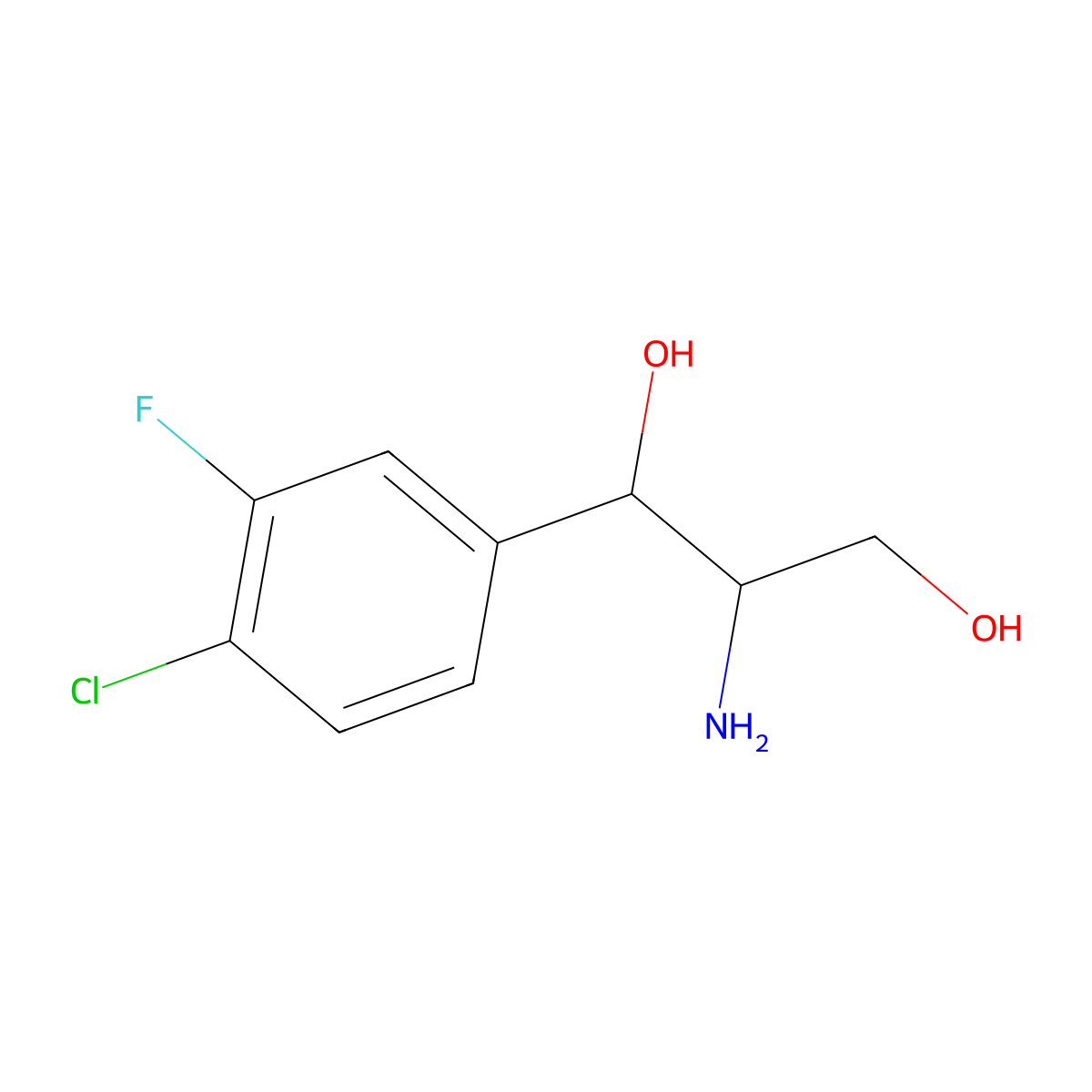 2-Amino-1-(4-chloro-3-fluorophenyl)propane-1,3-diol molecular structure, CAS 1496196-31-6