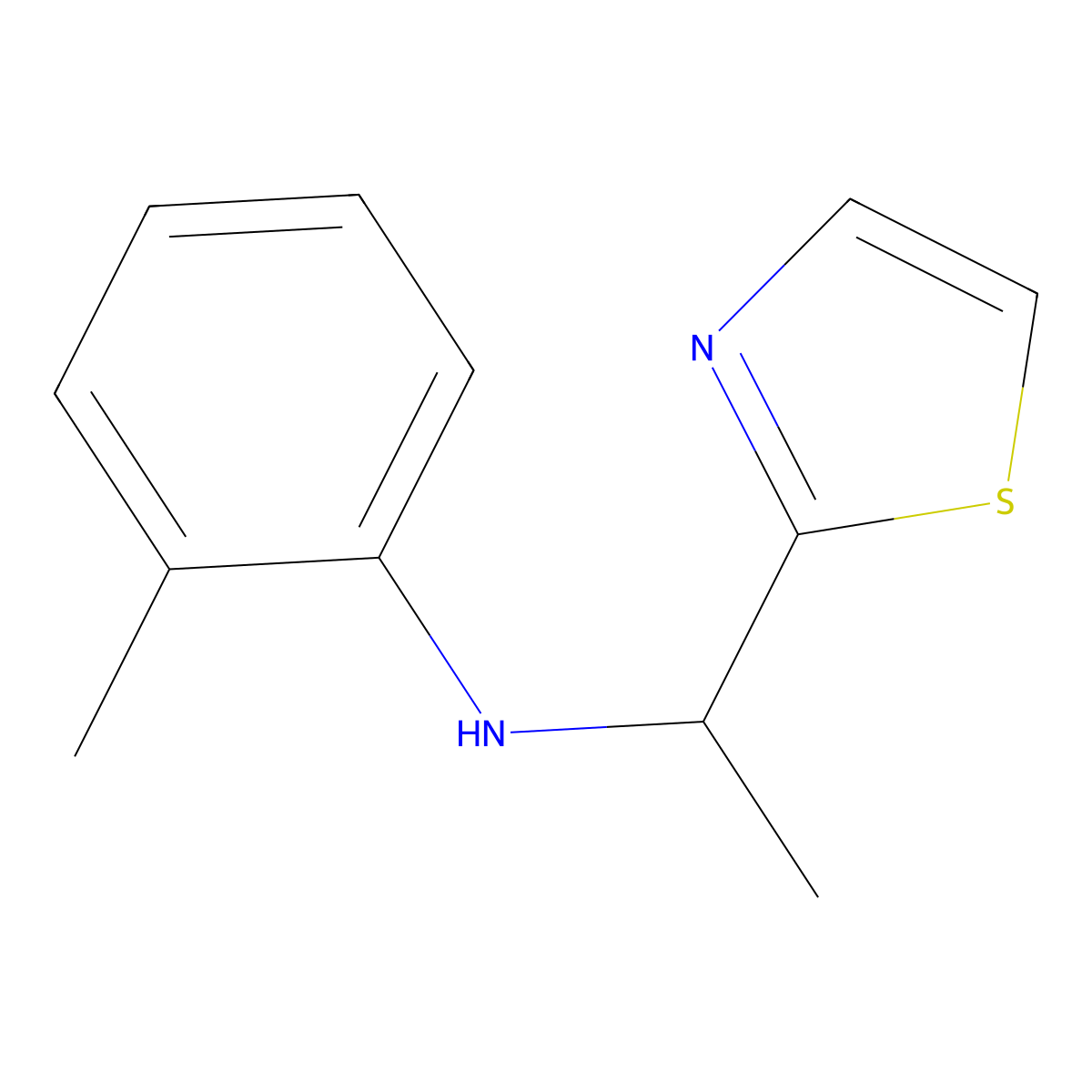 2-methyl-N-[1-(1,3-thiazol-2-yl)ethyl]aniline molecular structure, CAS 1496196-63-4