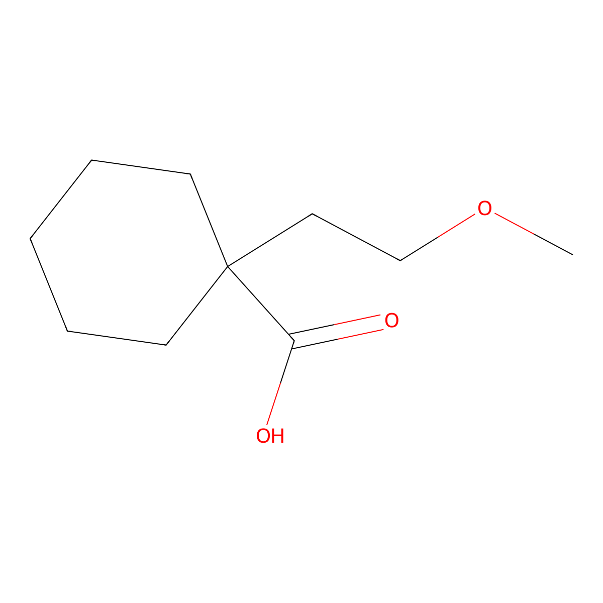 1-(2-Methoxyethyl)cyclohexane-1-carboxylic acid molecular structure, CAS 1496197-78-4