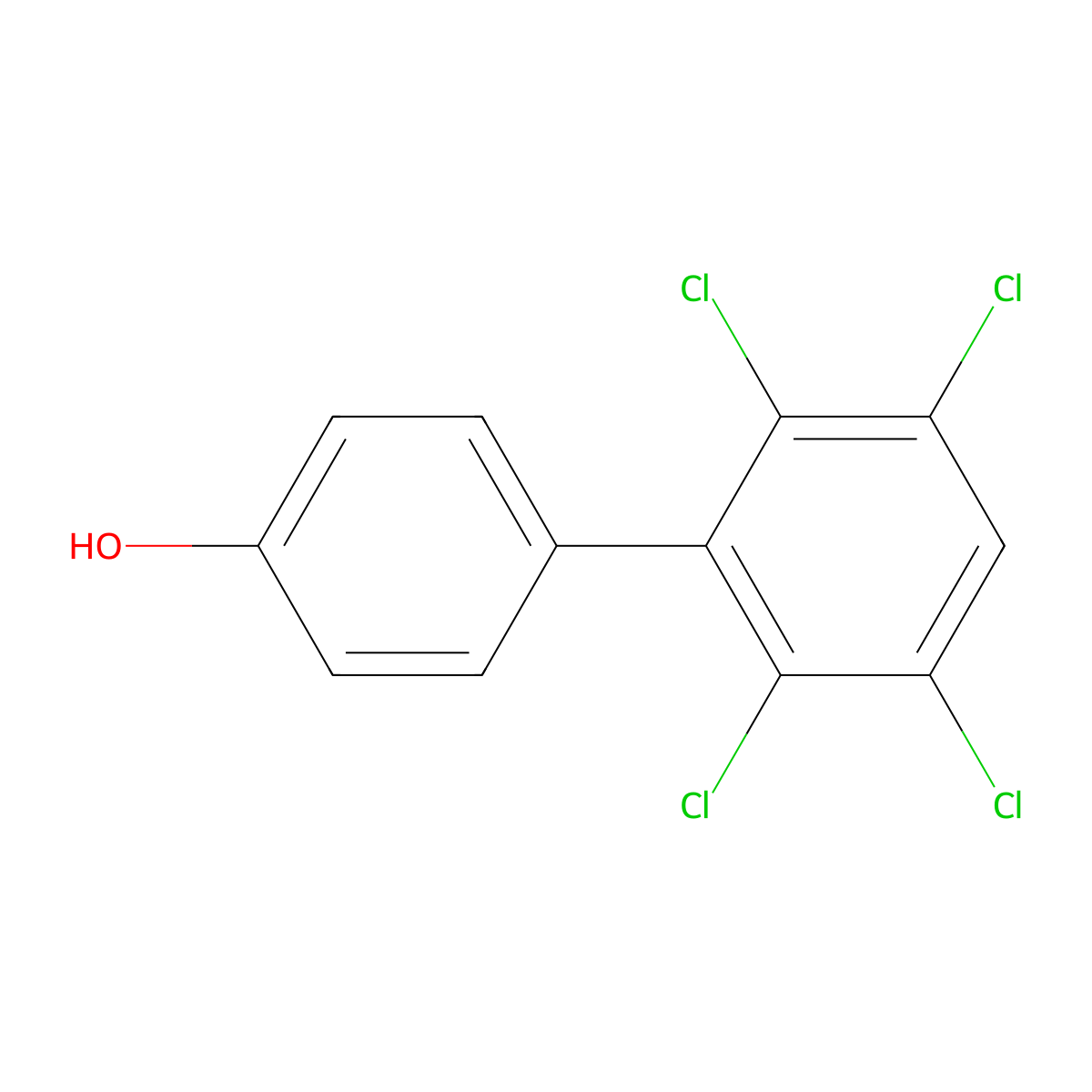 (1,1'-Biphenyl)-4-ol, 2',3',5',6'-tetrachloro- molecular structure, CAS 14962-32-4