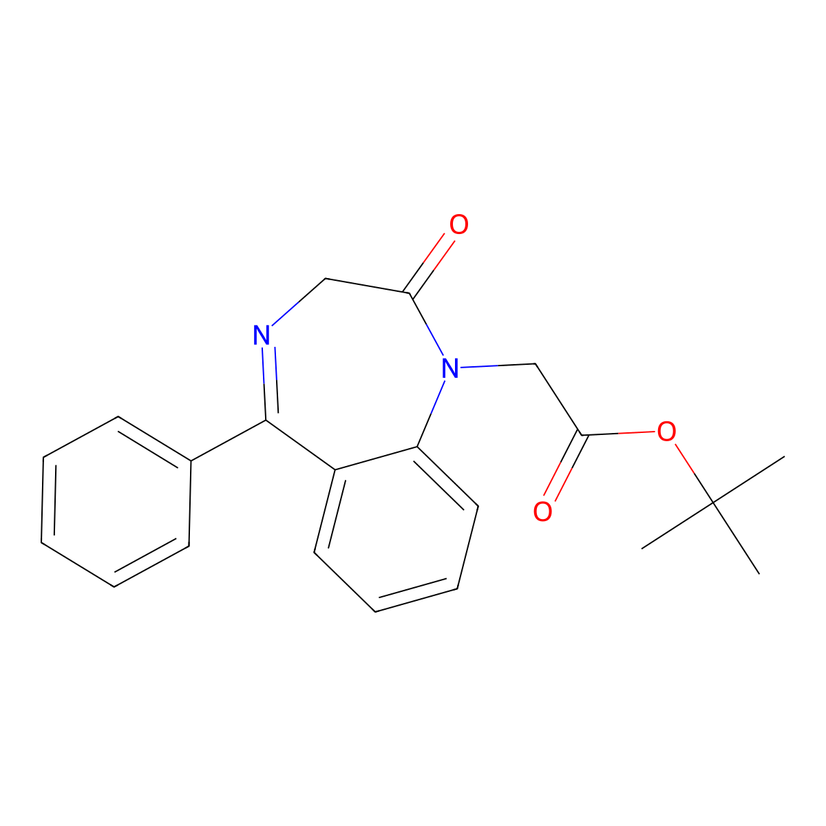 tert-butyl 2-(2-oxo-5-phenyl-2,3-dihydro-1H-benzo[e][1,4]diazepin-1-yl)acetate molecular structure, CAS 149620-85-9