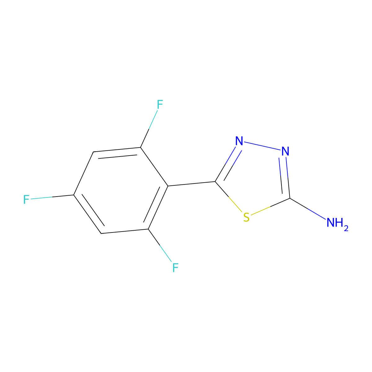 5-(2,4,6-Trifluorophenyl)-1,3,4-thiadiazol-2-amine molecular structure, CAS 1496202-82-4