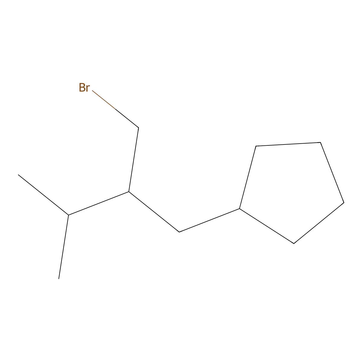 (2-(Bromomethyl)-3-methylbutyl)cyclopentane molecular structure, CAS 1496207-63-6