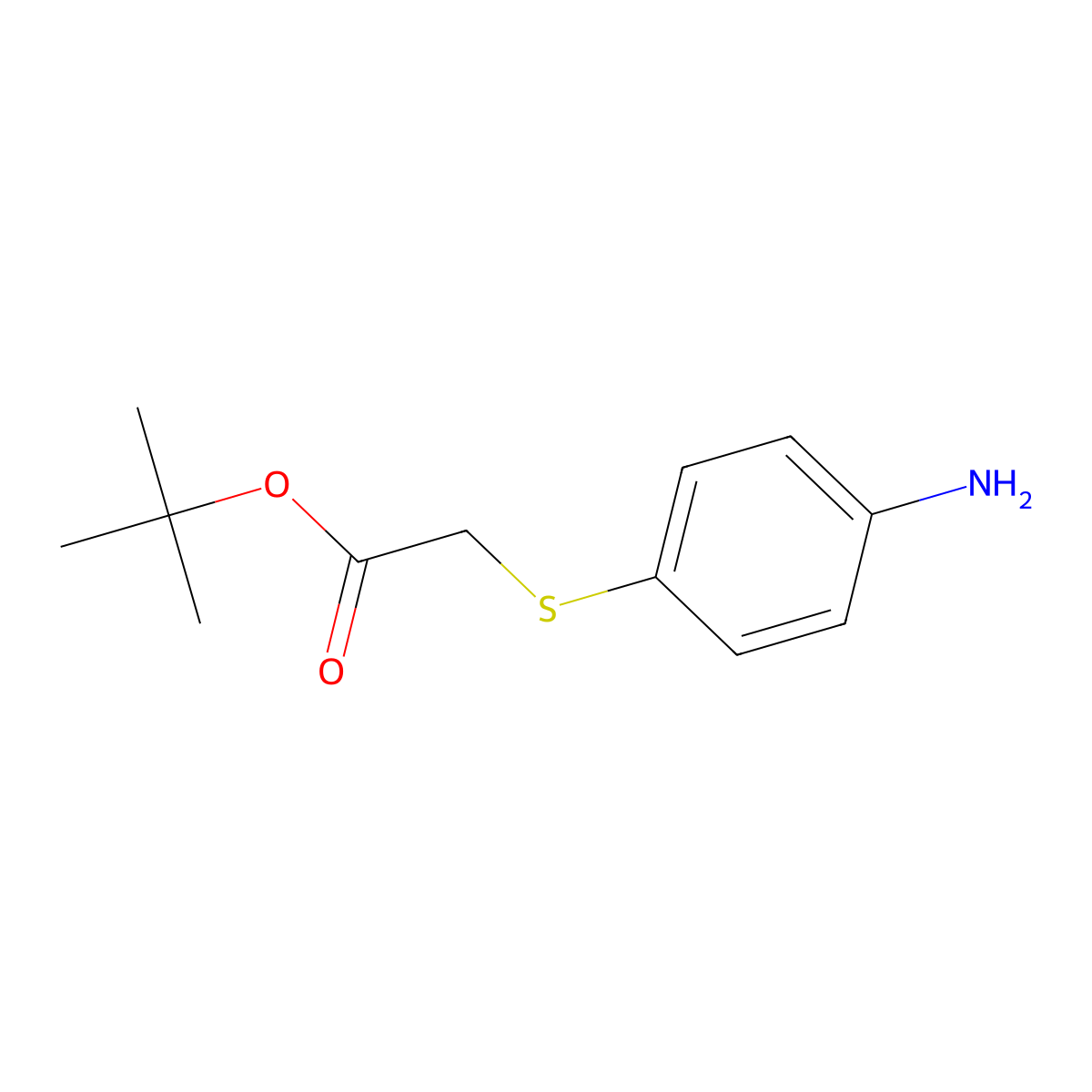 Tert-butyl 2-[(4-aminophenyl)sulfanyl]acetate molecular structure, CAS 149621-35-2