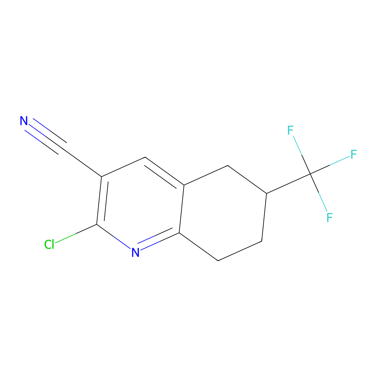 2-Chloro-6-(trifluoromethyl)-5,6,7,8-tetrahydroquinoline-3-carbonitrile molecular structure, CAS 1496260-94-6