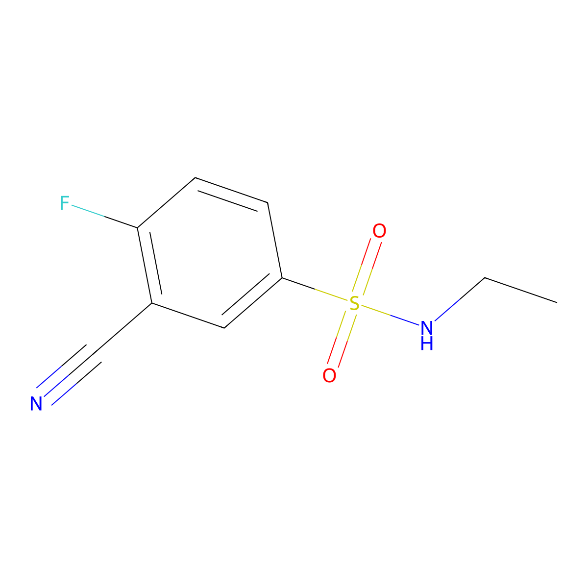 3-cyano-N-ethyl-4-fluorobenzenesulfonamide molecular structure, CAS 1496280-71-7