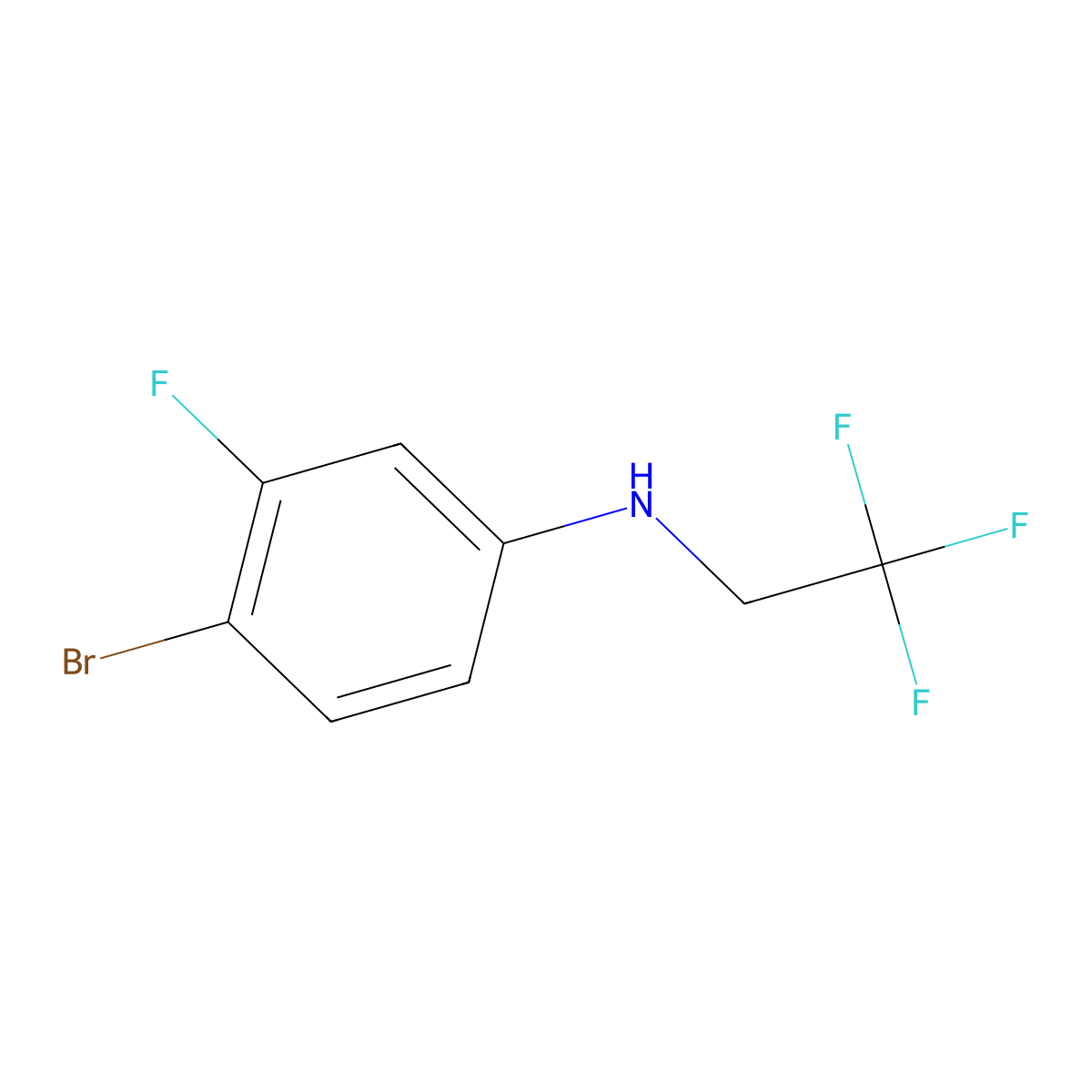 4-bromo-3-fluoro-N-(2,2,2-trifluoroethyl)aniline molecular structure, CAS 1496296-79-7