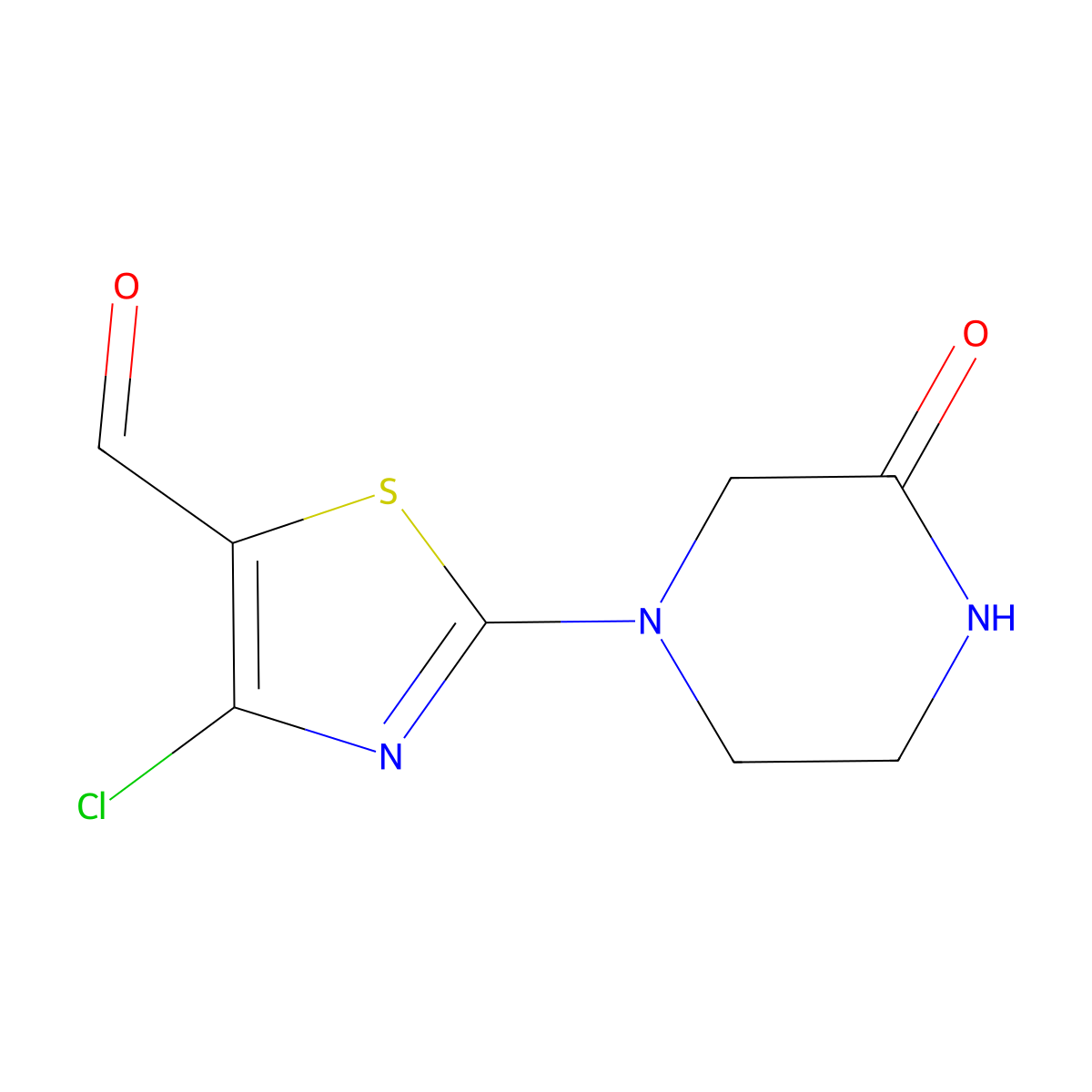 4-Chloro-2-(3-oxopiperazin-1-YL)-1,3-thiazole-5-carbaldehyde molecular structure, CAS 1496320-74-1