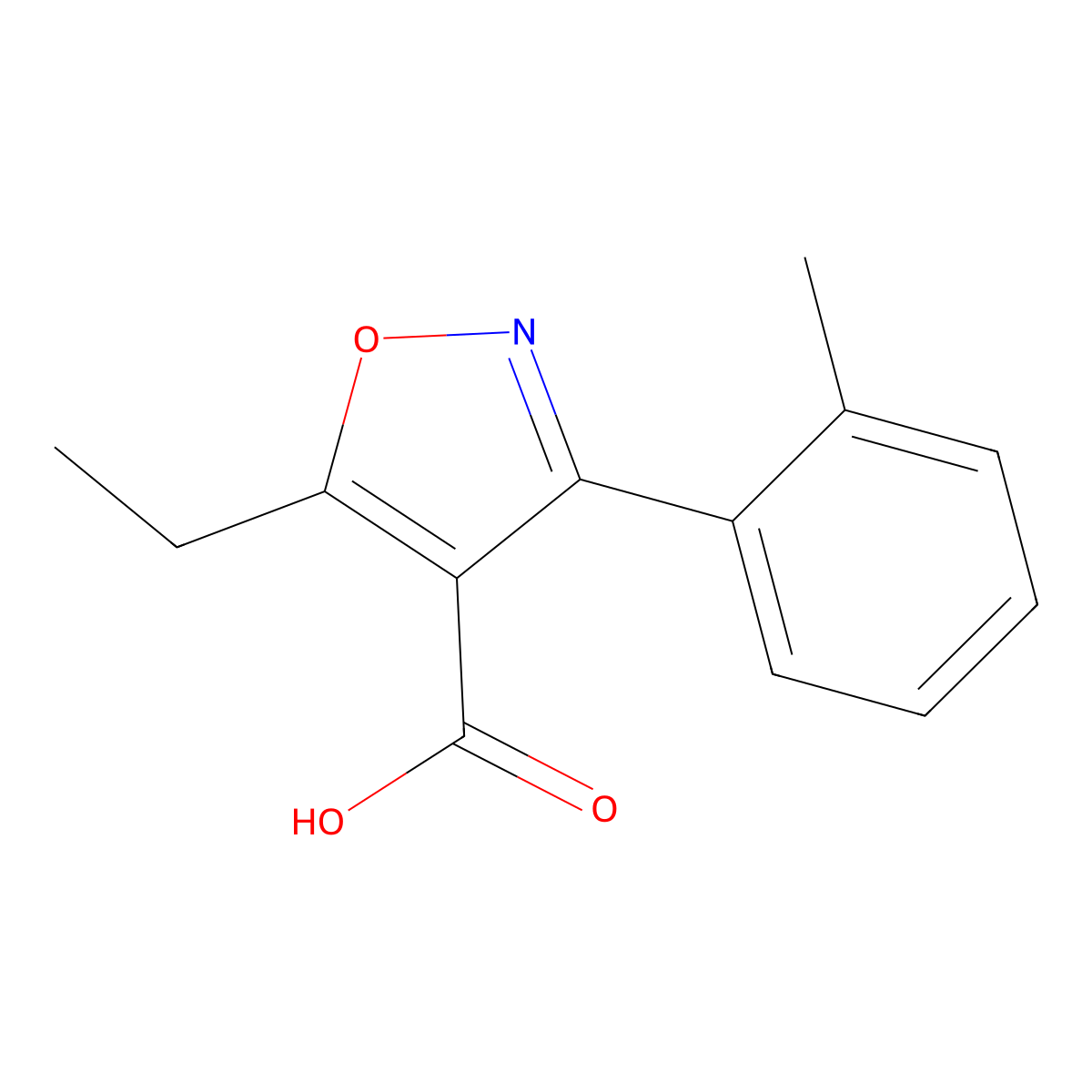 5-Ethyl-3-(o-tolyl)isoxazole-4-carboxylic acid molecular structure, CAS 1496323-46-6