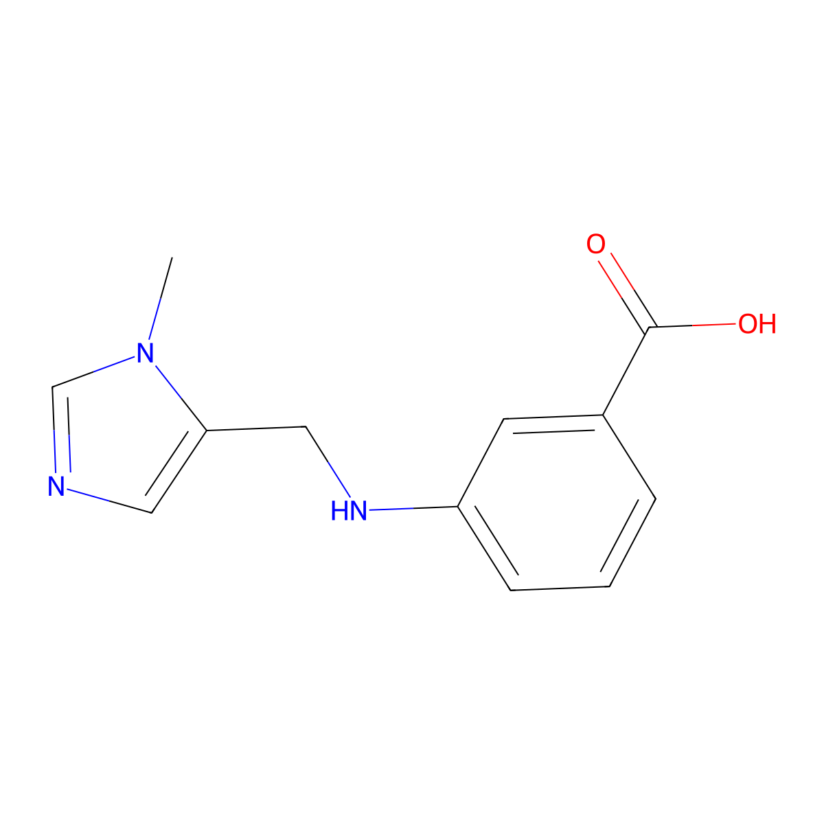 3-{[(1-methyl-1H-imidazol-5-yl)methyl]amino}benzoic acid molecular structure, CAS 1496324-50-5