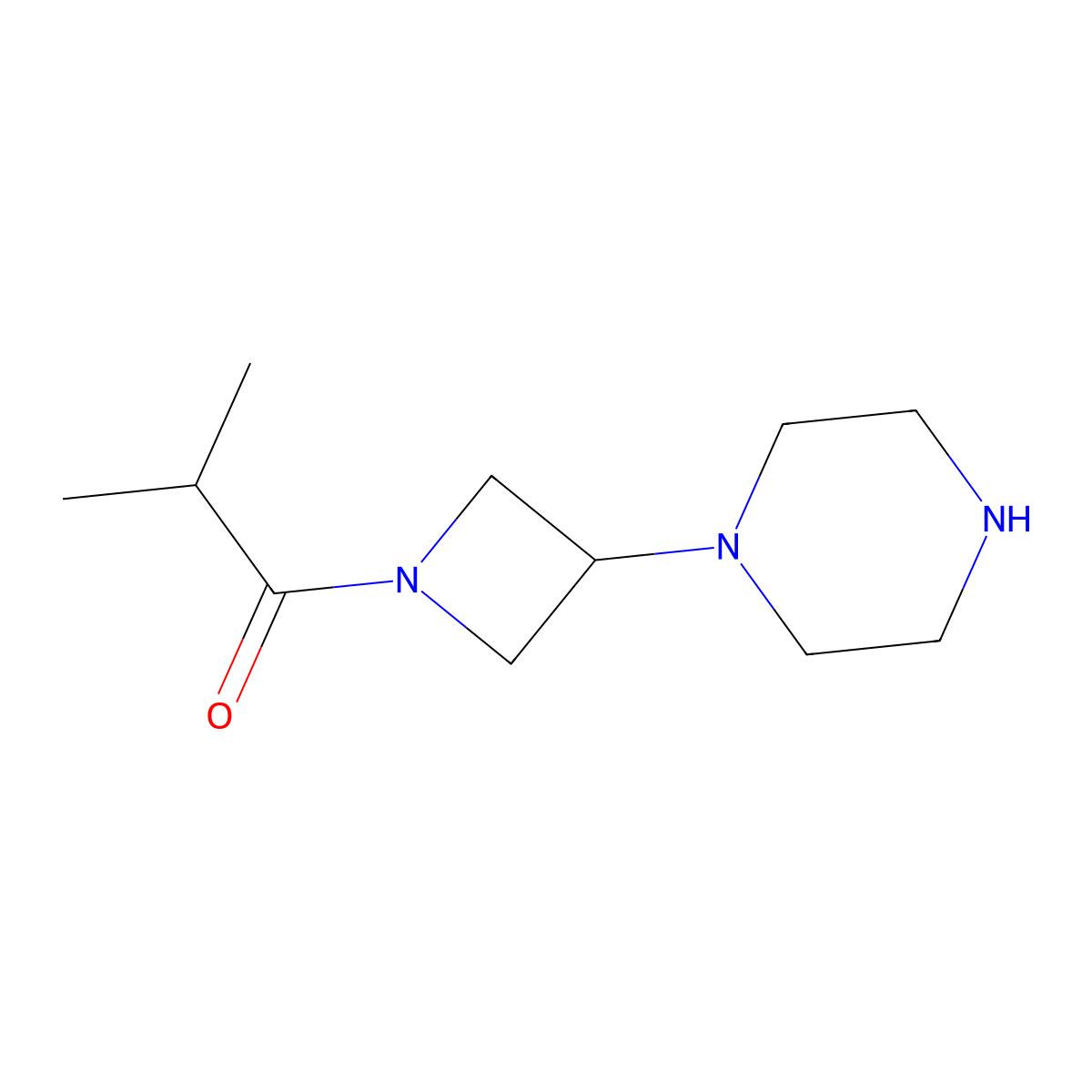 2-Methyl-1-(3-(piperazin-1-yl)azetidin-1-yl)propan-1-one molecular structure, CAS 1496330-82-5