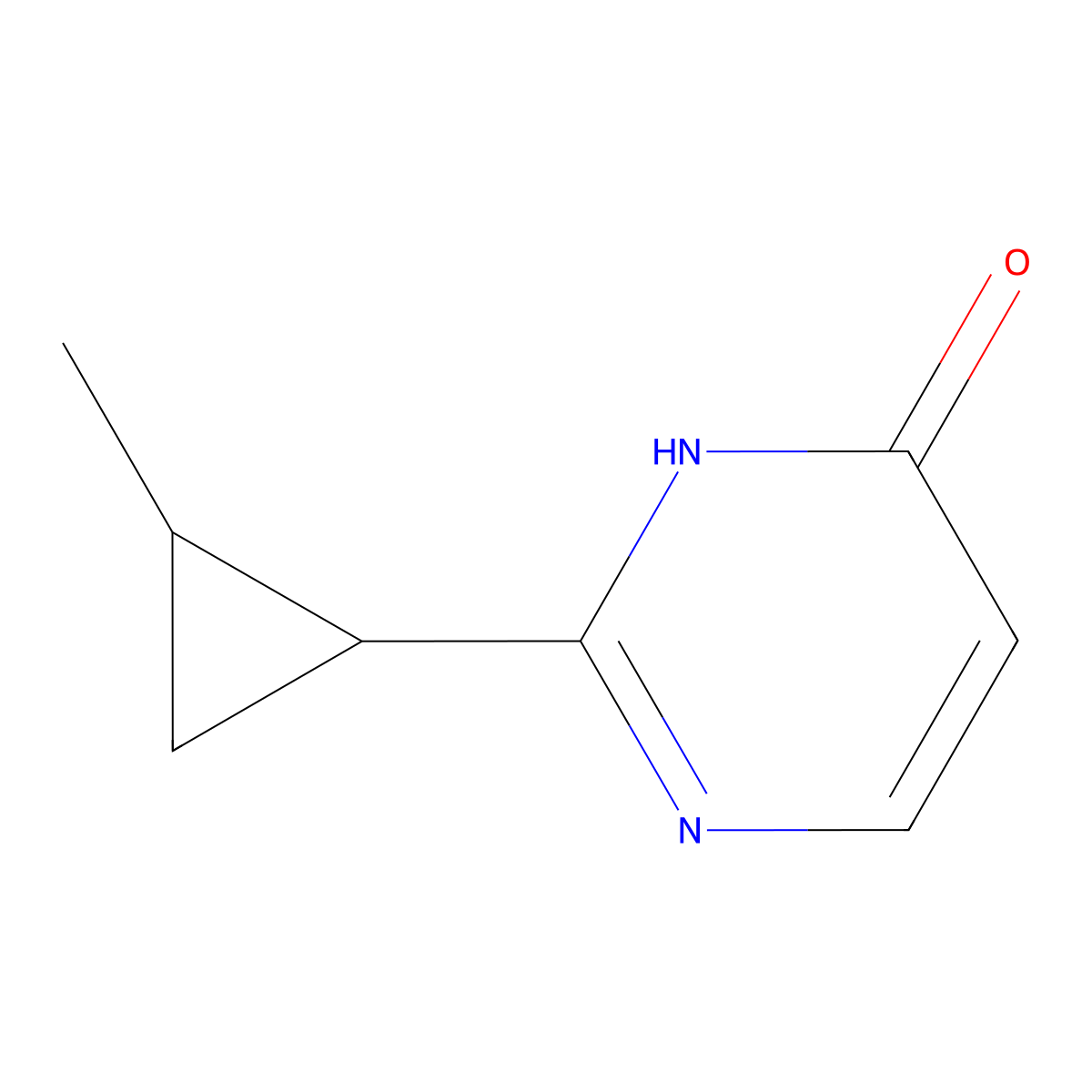 2-(2-Methylcyclopropyl)-3,4-dihydropyrimidin-4-one molecular structure, CAS 1496334-19-0