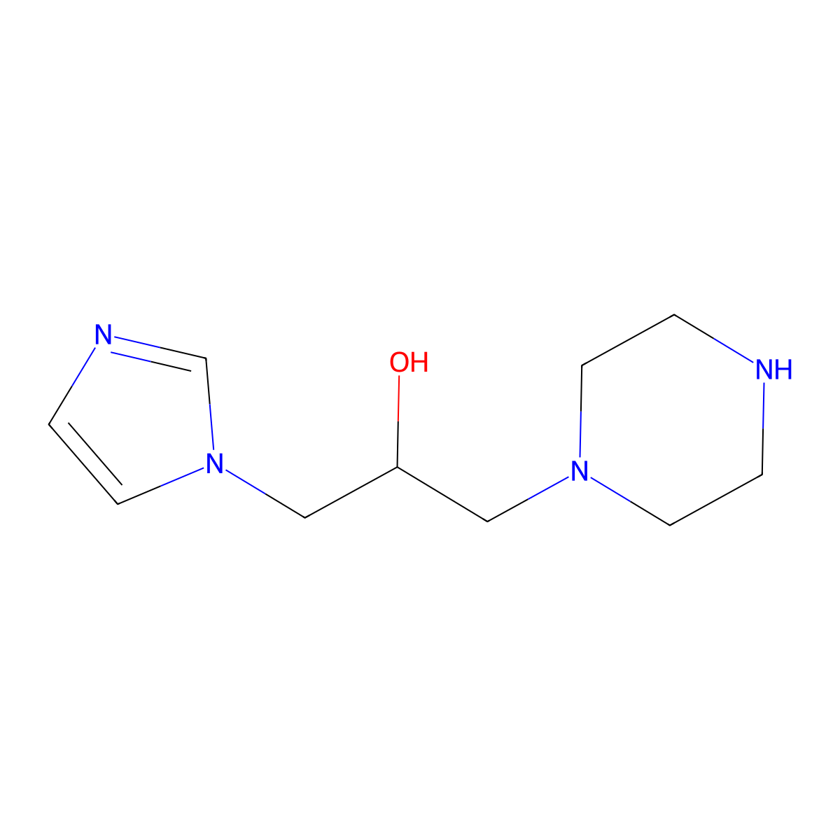 1-(1H-imidazol-1-yl)-3-(piperazin-1-yl)propan-2-ol molecular structure, CAS 1496375-40-6