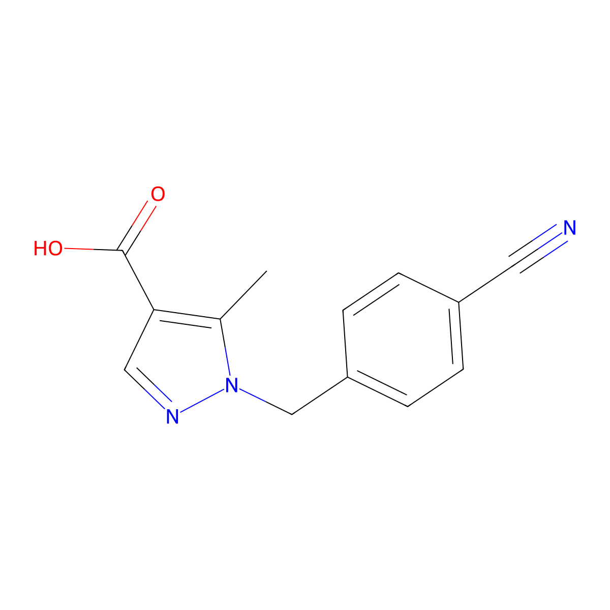 1-(4-Cyanobenzyl)-5-methyl-1H-pyrazole-4-carboxylic acid molecular structure, CAS 1496382-01-4