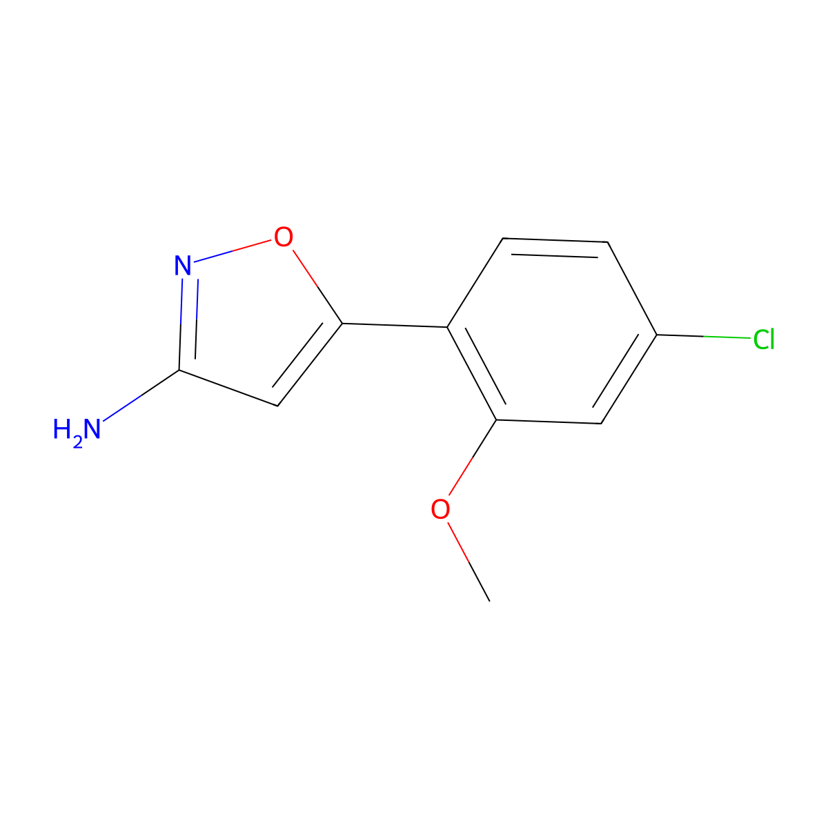 5-(4-Chloro-2-methoxyphenyl)isoxazol-3-amine molecular structure, CAS 1496384-25-8
