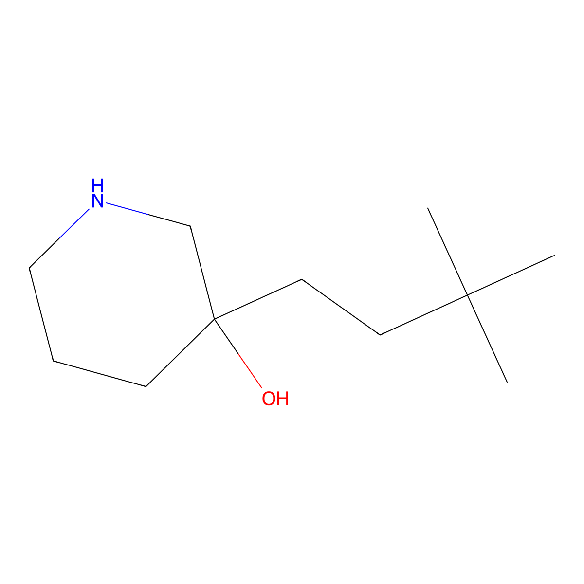 3-(3,3-Dimethylbutyl)piperidin-3-ol molecular structure, CAS 1496402-12-0