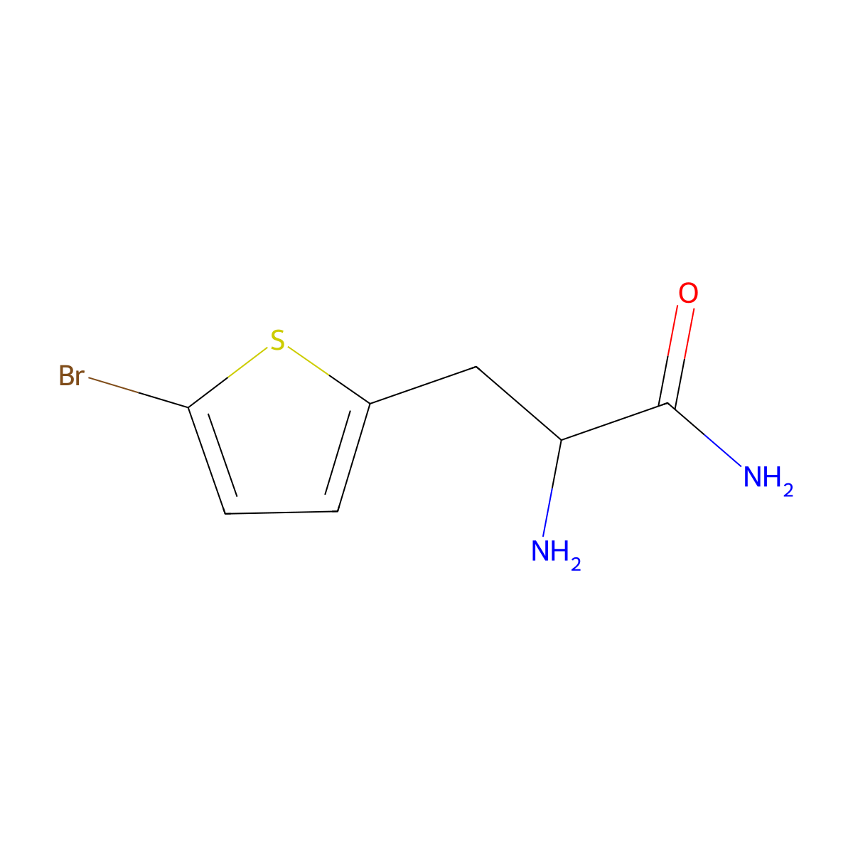 2-Amino-3-(5-bromothiophen-2-yl)propanamide molecular structure, CAS 1496412-24-8