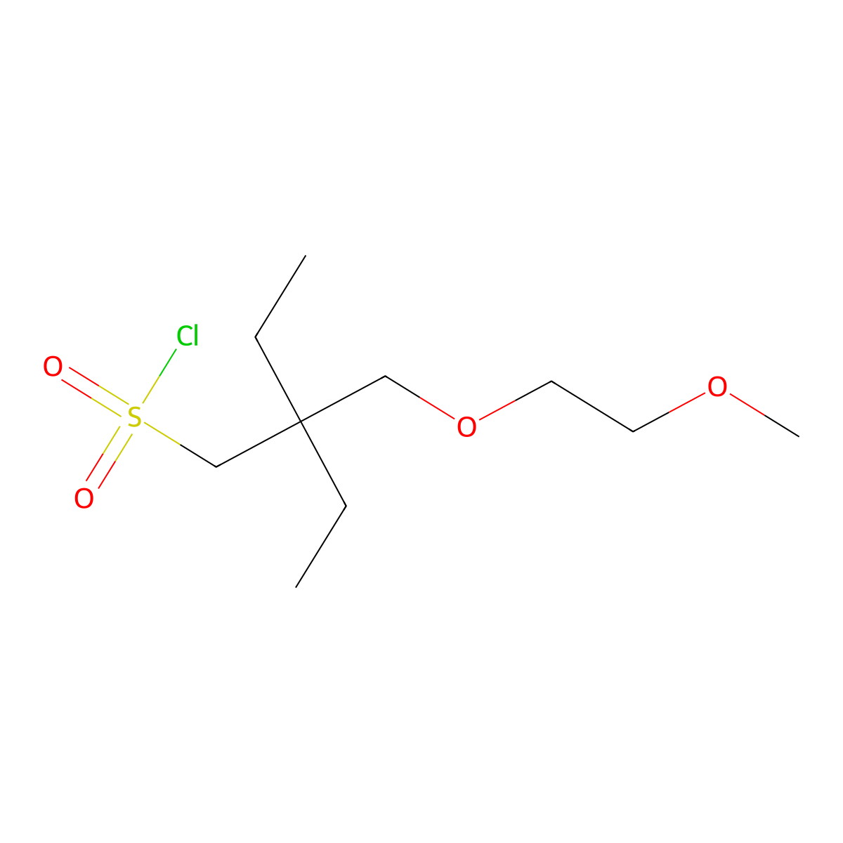 2-Ethyl-2-((2-methoxyethoxy)methyl)butane-1-sulfonyl chloride molecular structure, CAS 1496418-53-1