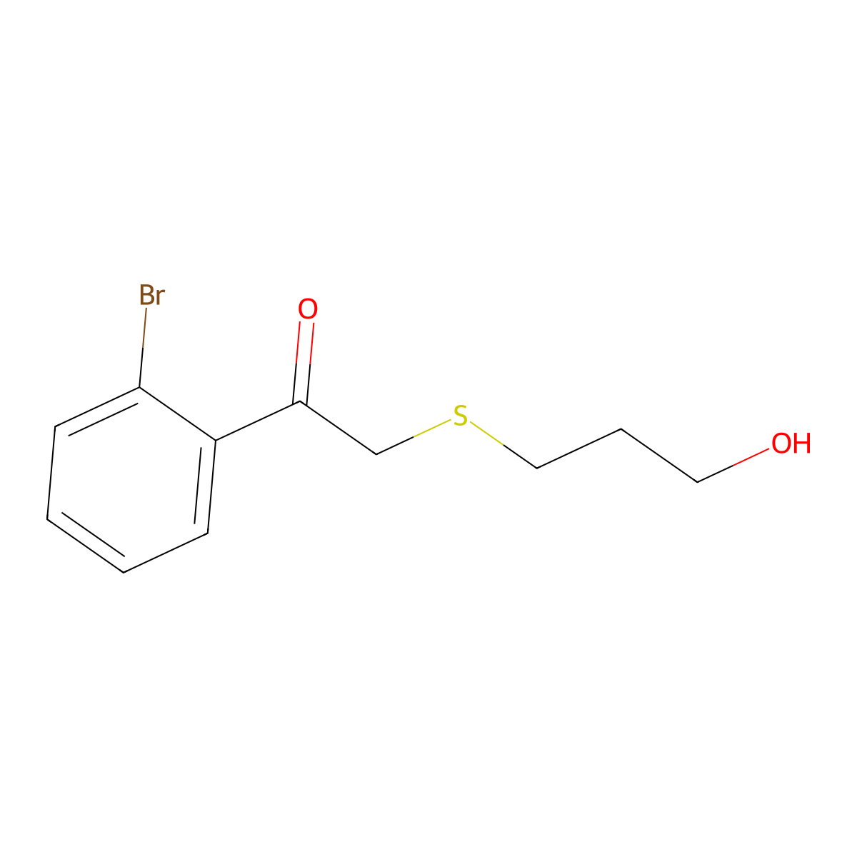 1-(2-Bromophenyl)-2-((3-hydroxypropyl)thio)ethan-1-one molecular structure, CAS 1496438-71-1