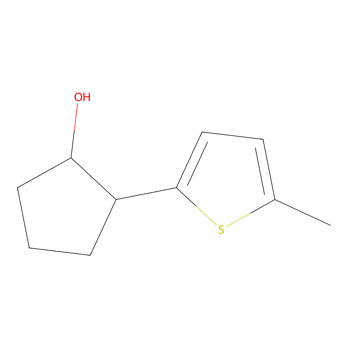 2-(5-Methylthiophen-2-yl)cyclopentan-1-ol molecular structure, CAS 1496440-89-1