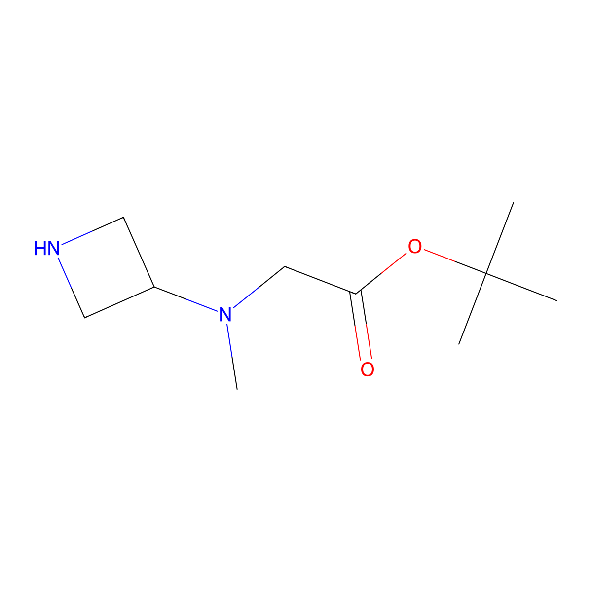 Tert-butyl 2-[(azetidin-3-yl)(methyl)amino]acetate molecular structure, CAS 1496441-55-4