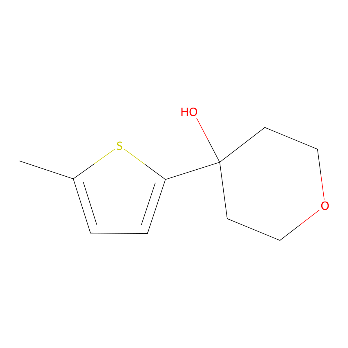 4-(5-Methyl-2-thienyl)oxan-4-ol molecular structure, CAS 1496453-12-3