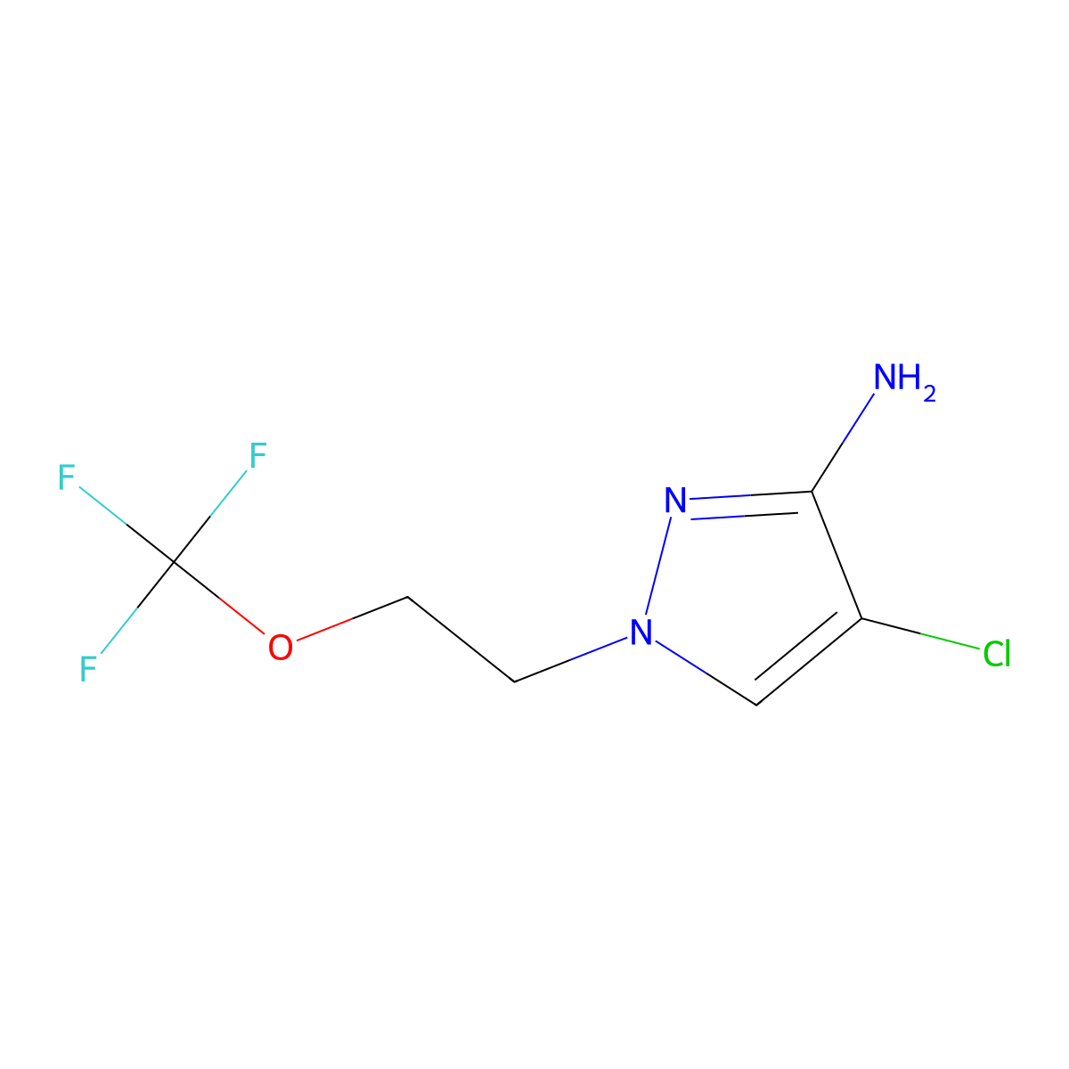 4-Chloro-1-(2-(trifluoromethoxy)ethyl)-1h-pyrazol-3-amine molecular structure, CAS 1496456-77-9